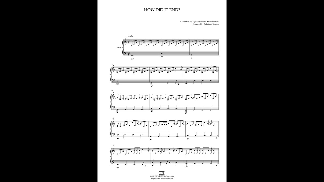 PIANO SOLO SHEET MUSIC How Did It End MUSICALIBRA