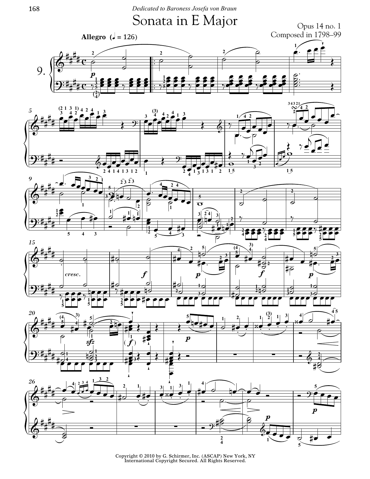 Piano Sonata No 9 In E Major Op 14 No 1 By Ludwig Van Beethoven Sheet Music For Piano Solo At Sheet Music Direct