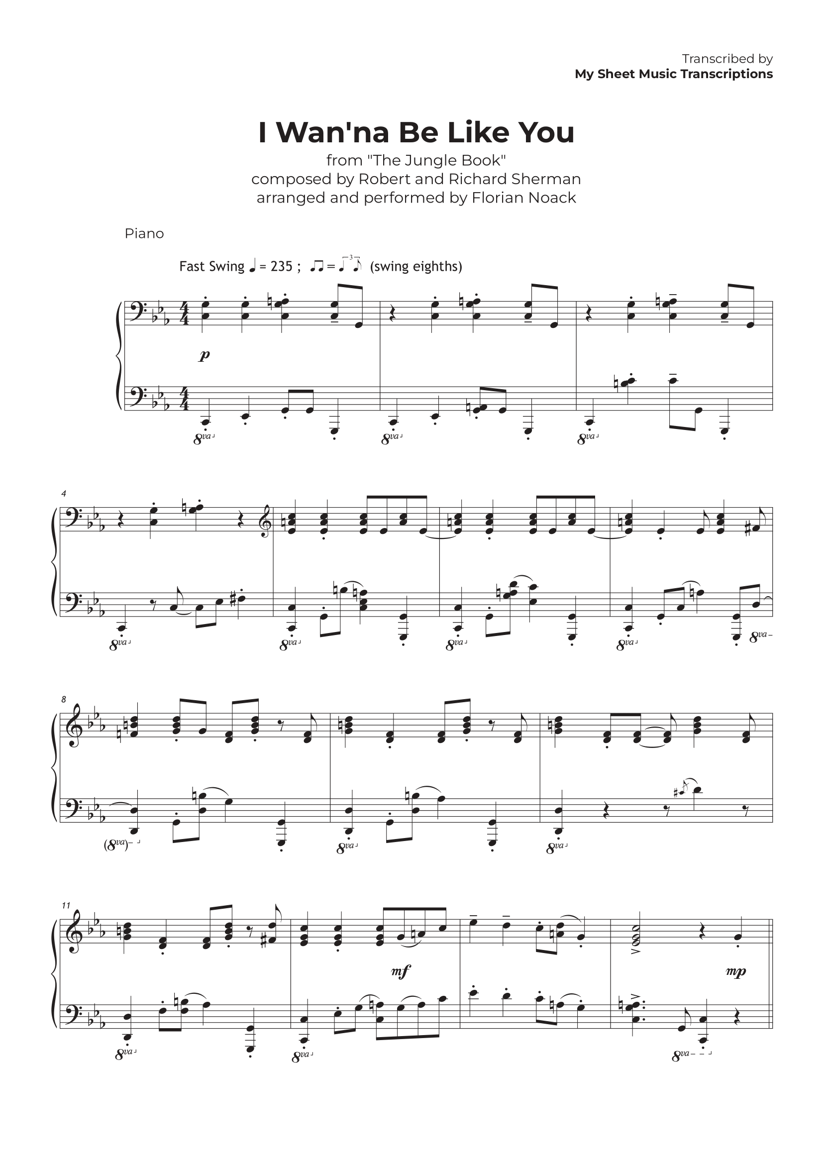 Piano Transcription Service My Sheet Music Transcriptions