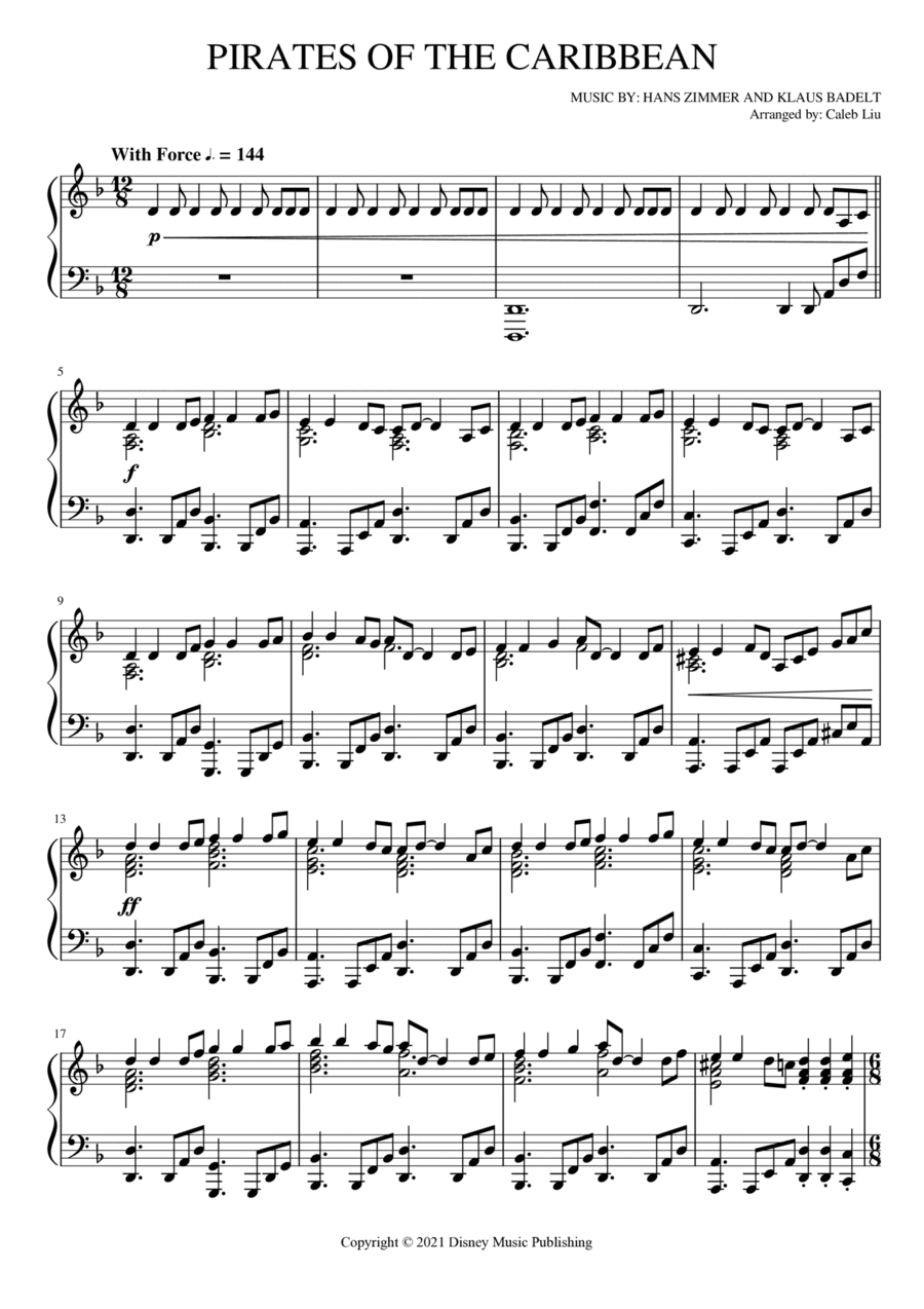 Pirates Of The Caribbean By Hans Zimmer Piano Voice Digital Sheet Music Sheet Music Plus