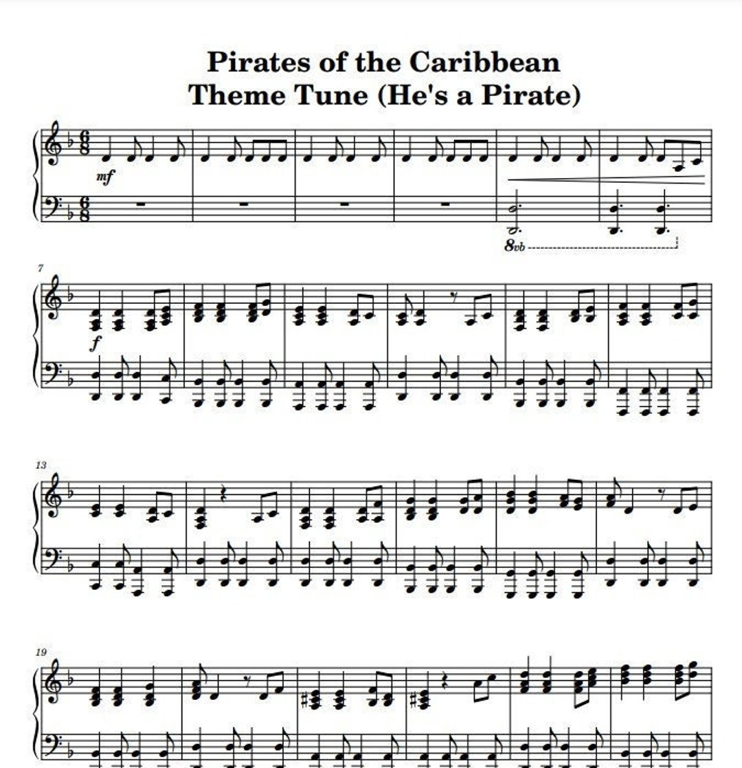 Pirates Of The Caribbean He s A Pirate Piano Sheet Music PDF Etsy Pirates Of The Caribbean He s A Pirate Piano Sheet Music PDF Etsy