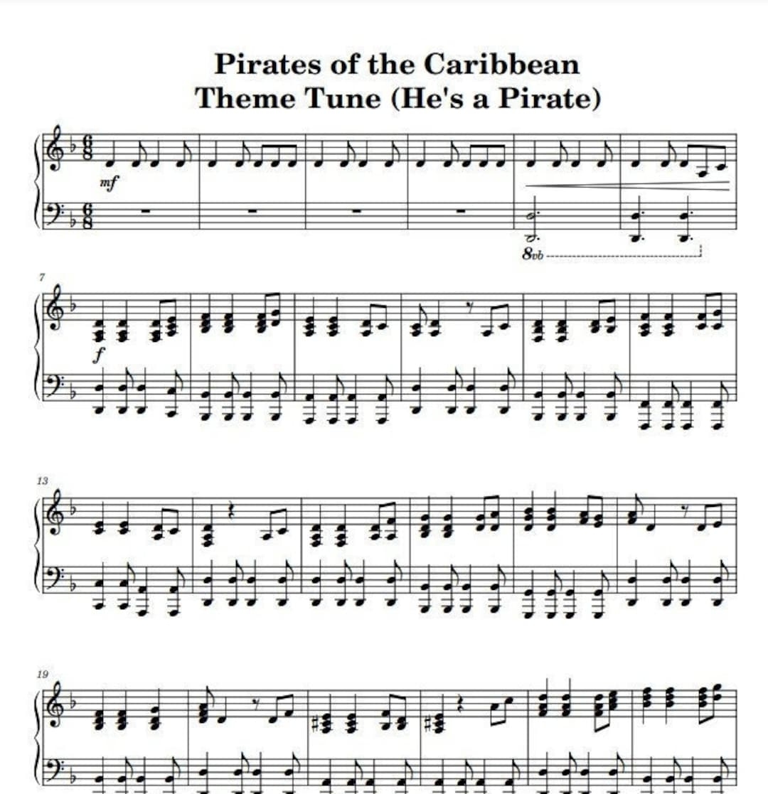 Pirates Of The Caribbean He s A Pirate Piano Sheet Music PDF Etsy Pirates Of The Caribbean He s A Pirate Piano Sheet Music PDF Etsy