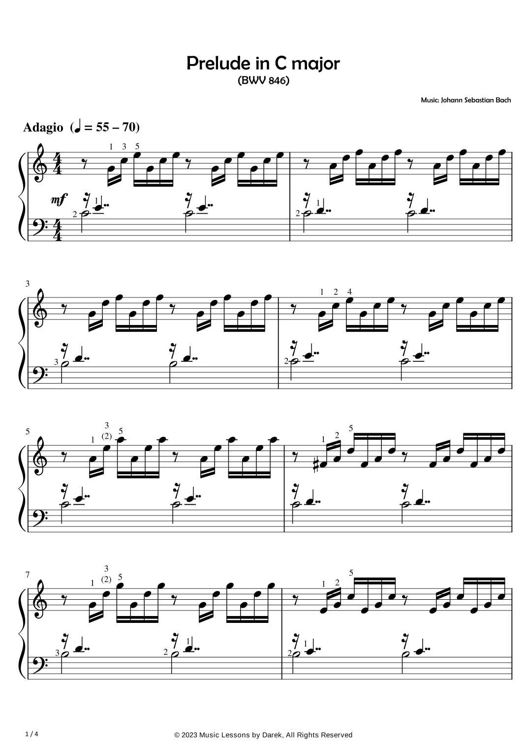 Prelude In C Major EASY PIANO BWV 846 Johann Sebastian Bach arr Darek By Johann Sebastian Bach Sheet Music For Easy Piano At Sheet Music Direct Prelude In C Major EASY PIANO BWV 846 Johann Sebastian Bach arr Darek By Johann Sebastian Bach Sheet Music For Easy Piano At Sheet Music Direct