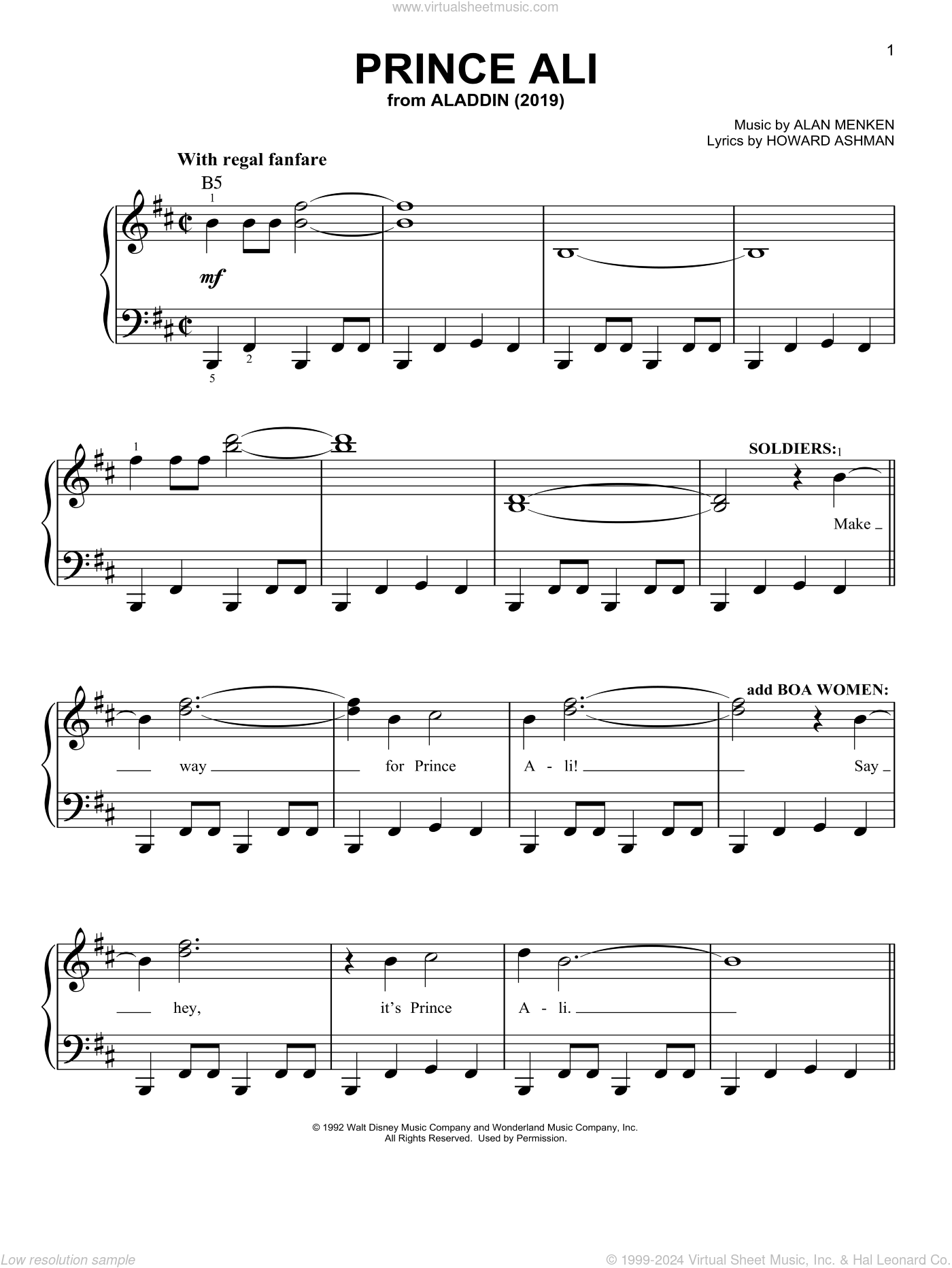 Prince Ali from Disney s Aladdin Sheet Music For Piano Solo