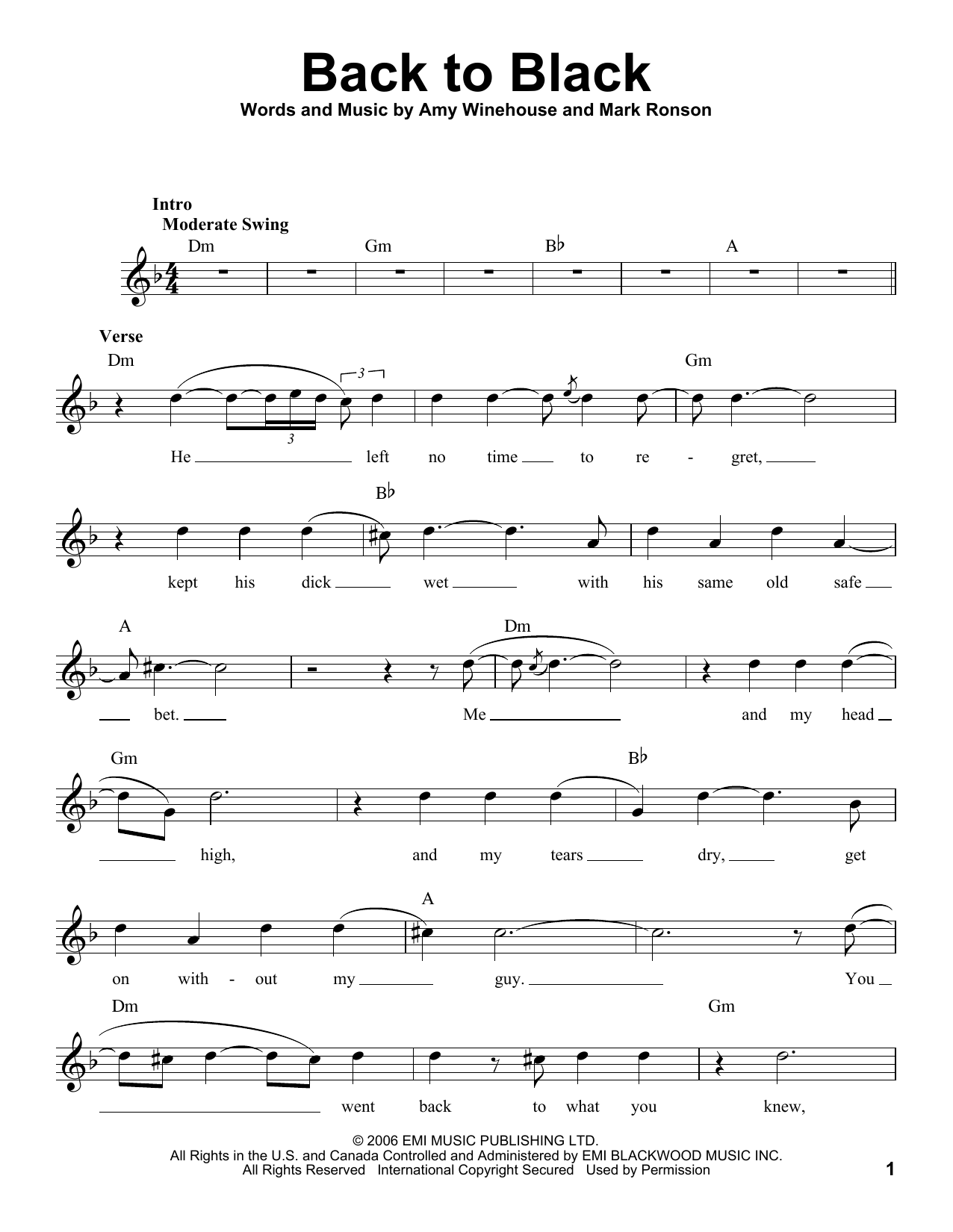 back to black piano sheet music back to black piano sheet music