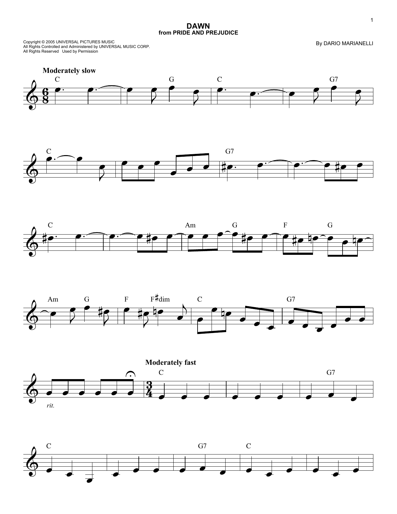 pride and prejudice piano sheet music