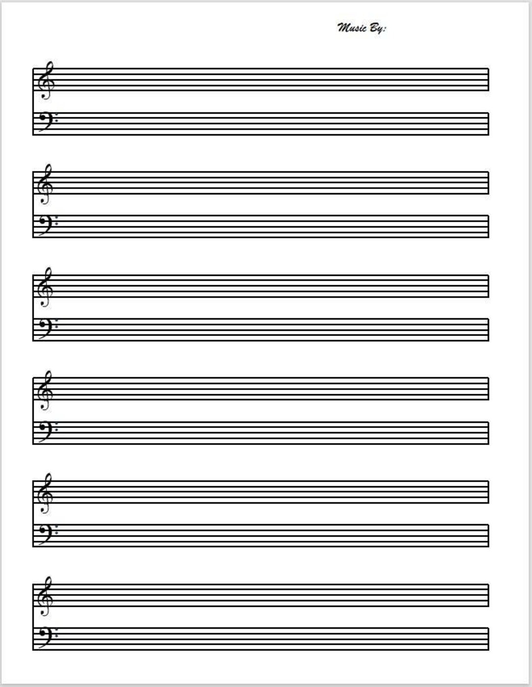 Printable Music Paper PDF File Etsy