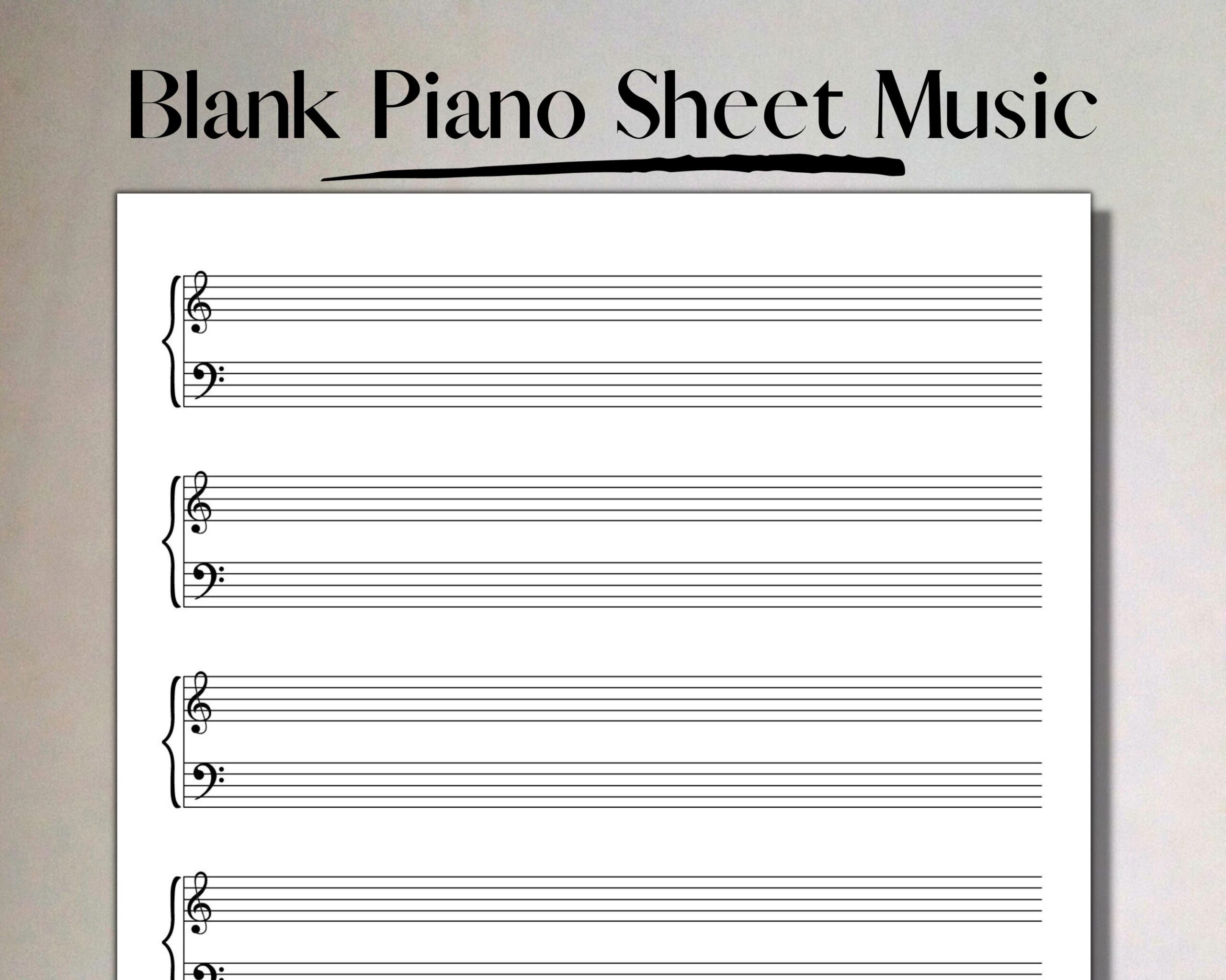 Printable Sheet Music Manuscript Paper Treble Bass Clef 12 Stave PDF Instant Download Piano Staff Paper A4 And US Letter Etsy