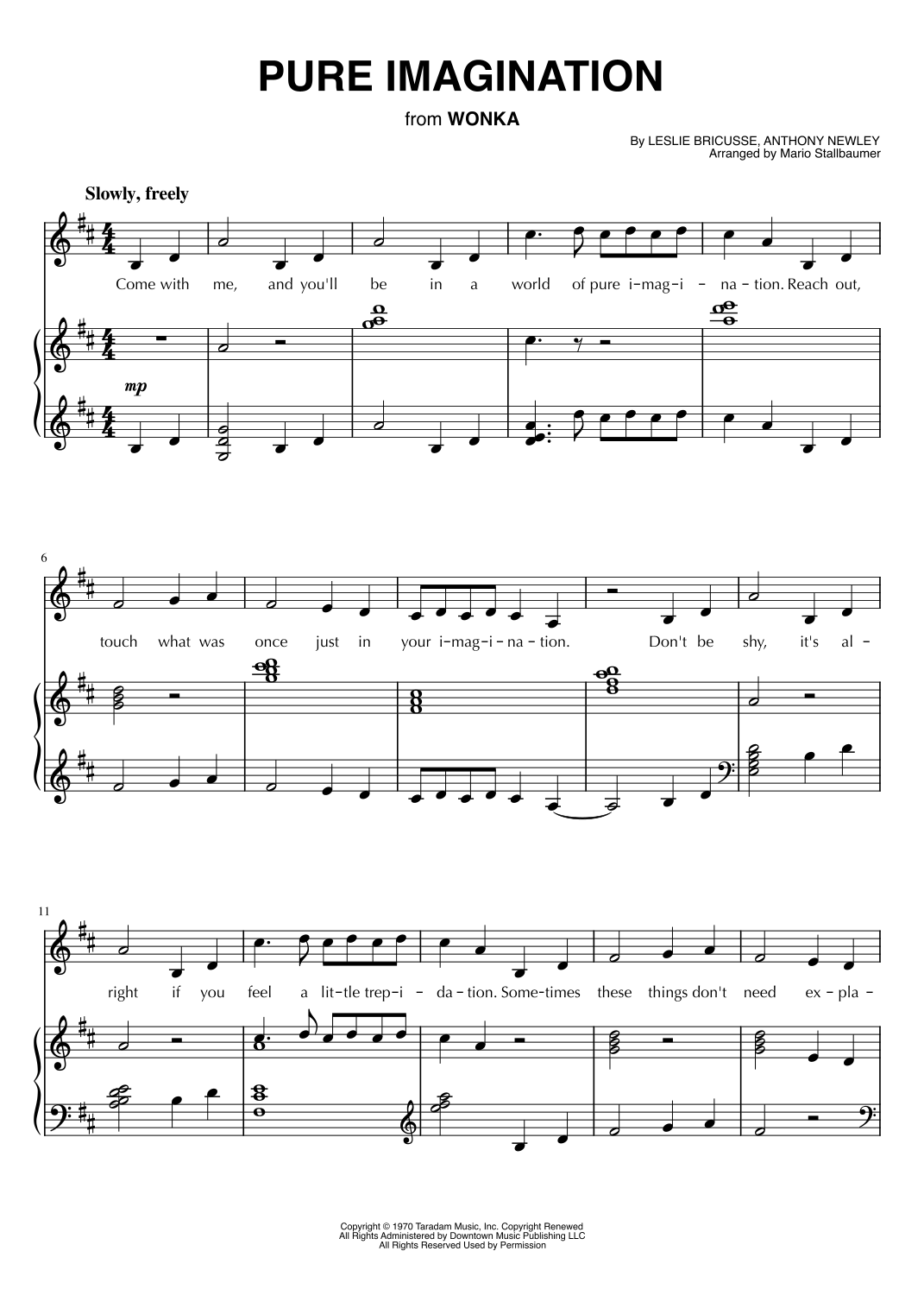 Pure Imagination arr Mario Stallbaumer By Timoth e Chalamet Sheet Music For Piano Vocal At Sheet Music Direct