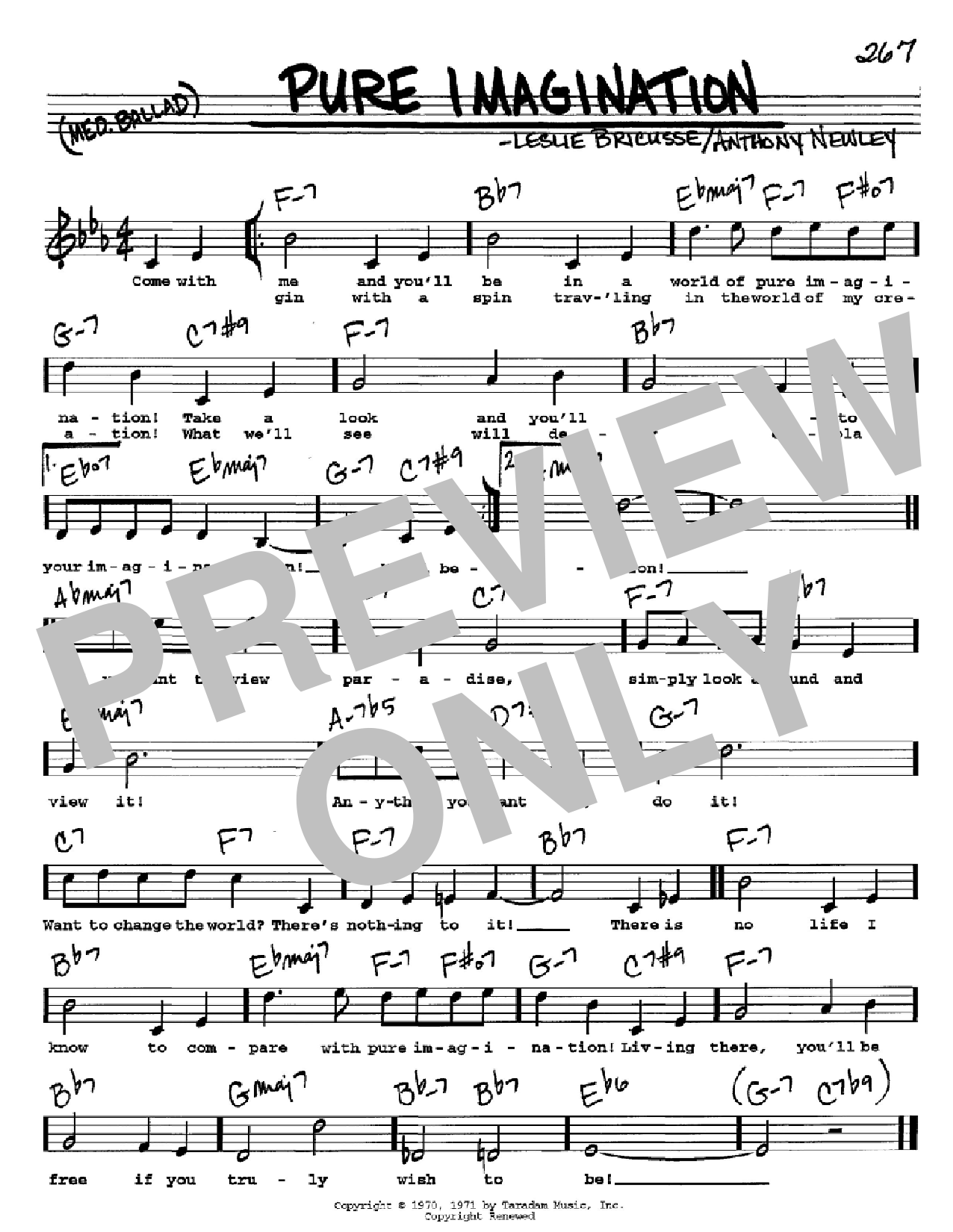 Pure Imagination By Willy Wonka The Chocolate Factory Sheet Music For Real Book Melody Lyrics Chords At Sheet Music Direct
