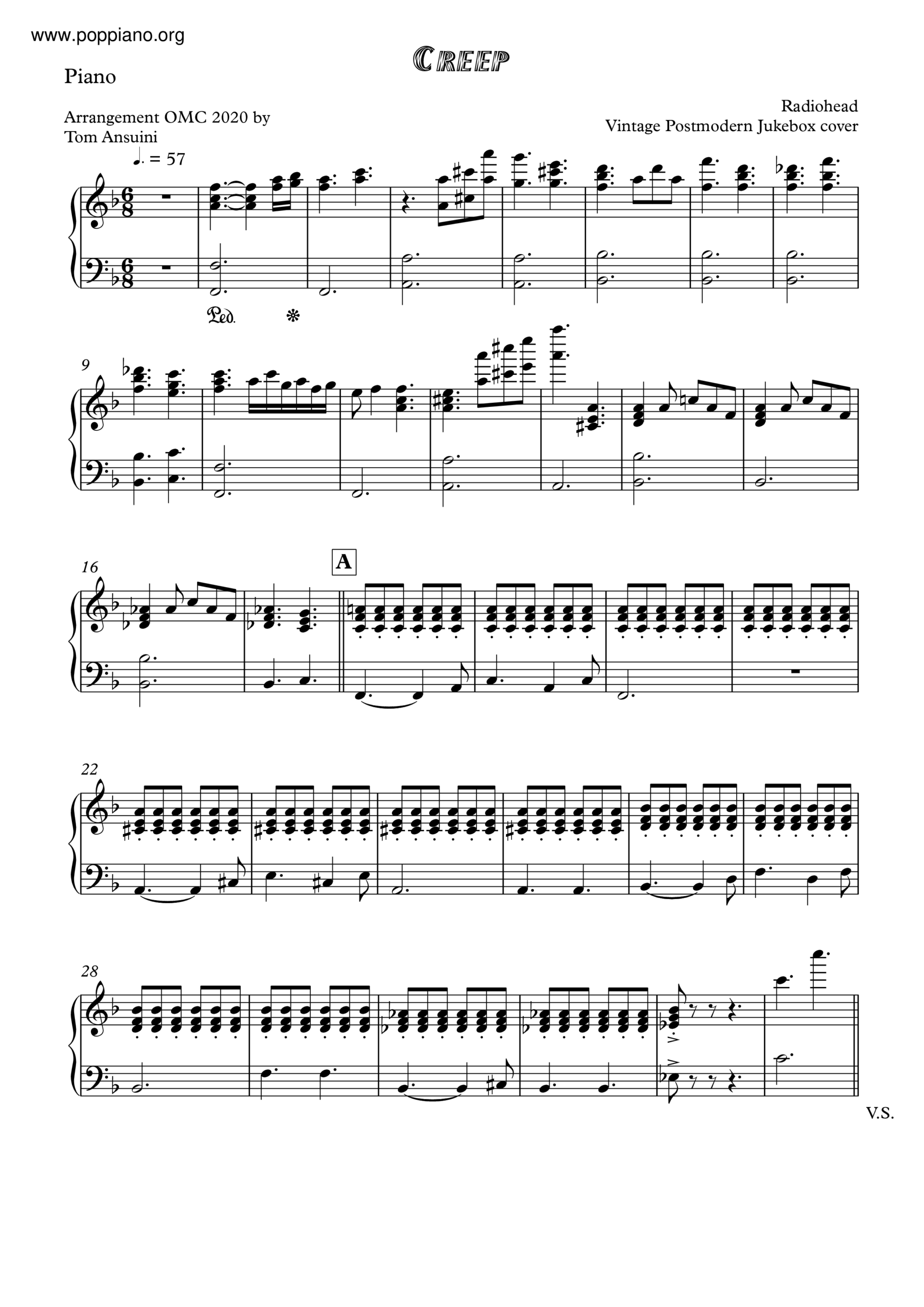  Radiohead Creep Sheet Music Pdf Free Score Download 