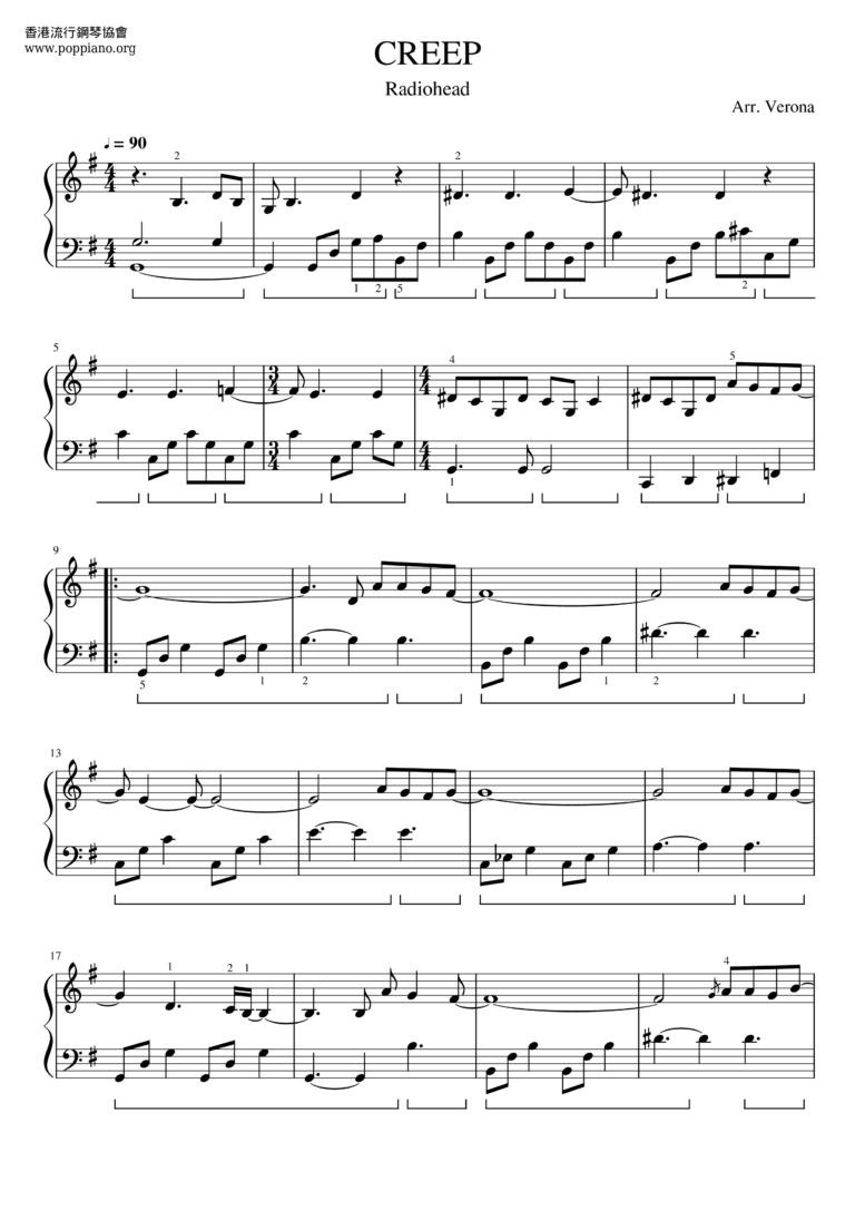  Radiohead Creep Sheet Music Pdf Free Score Download 