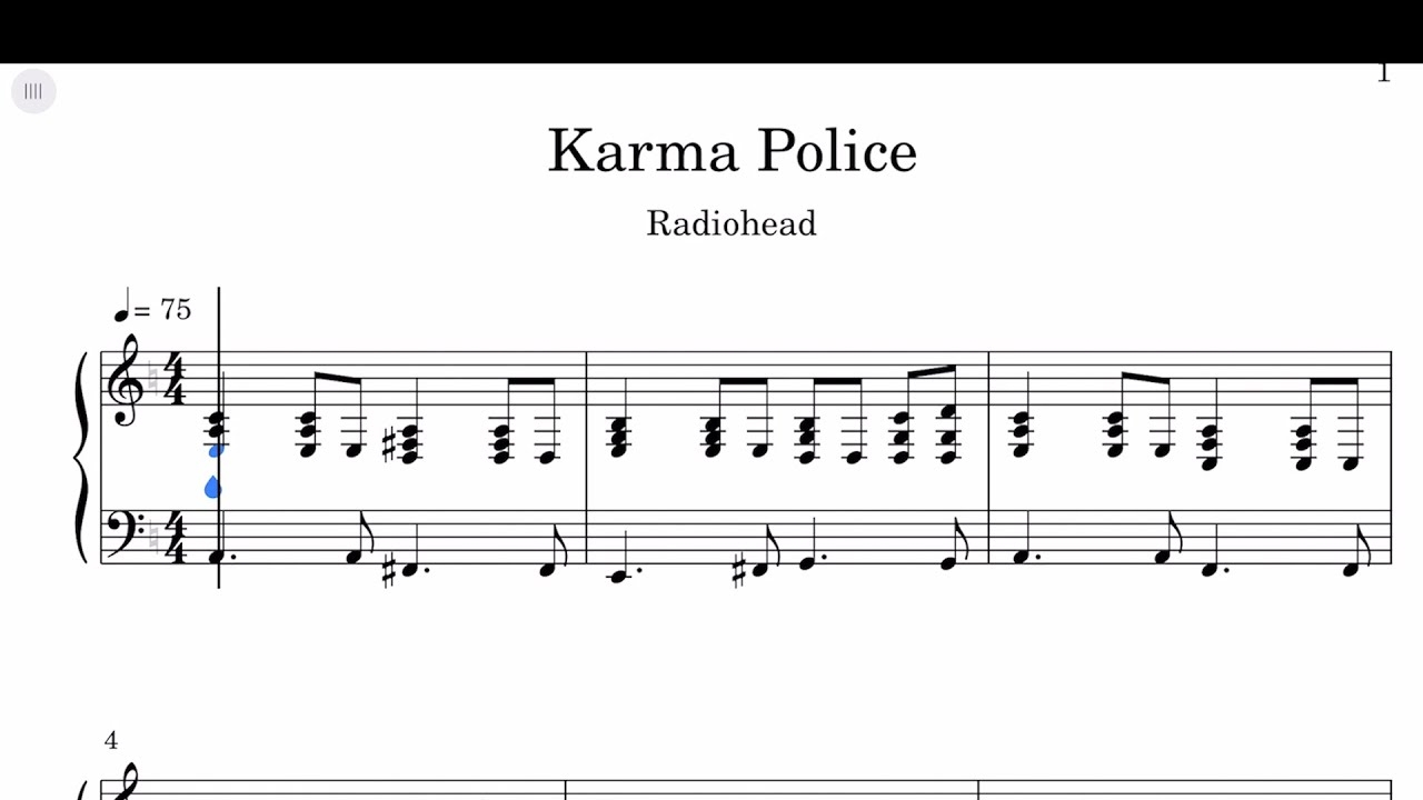 Radiohead Karma Police Sheet Music YouTube