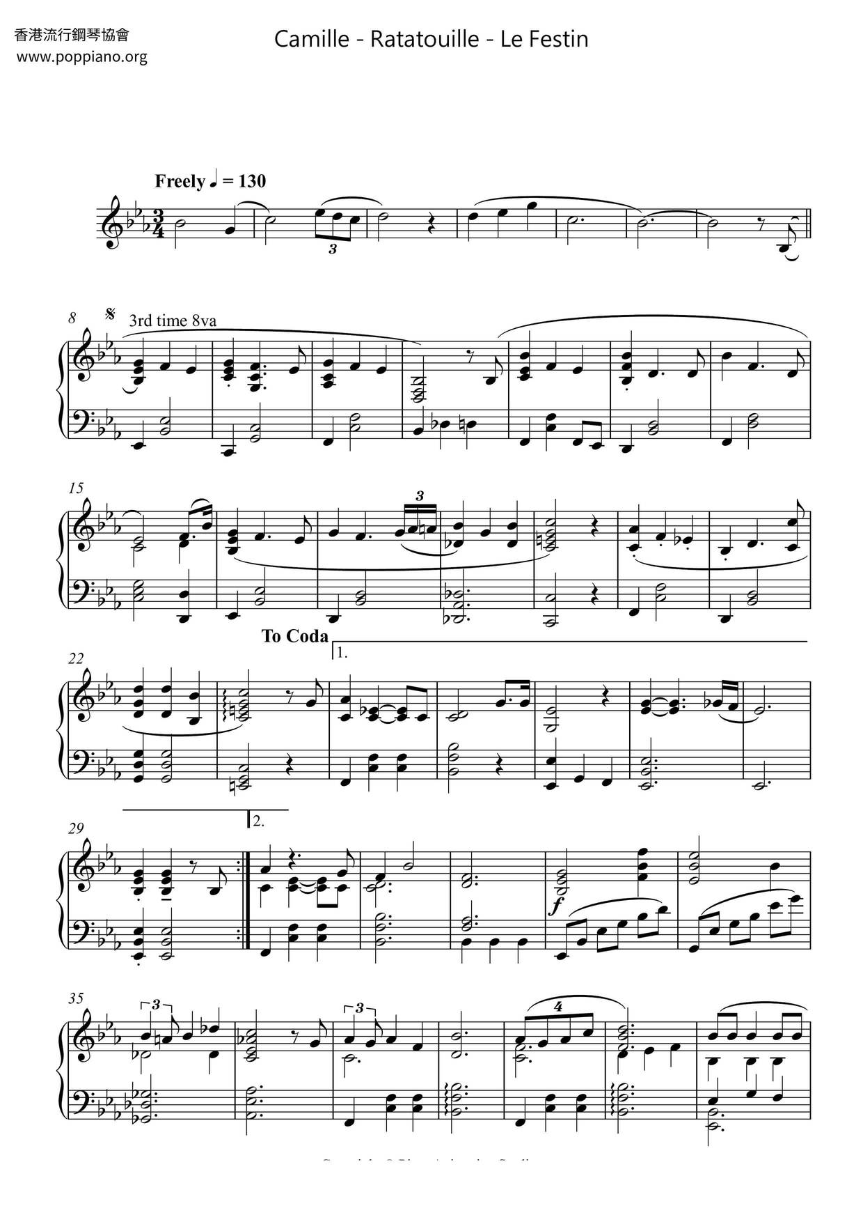 le festin piano sheet music