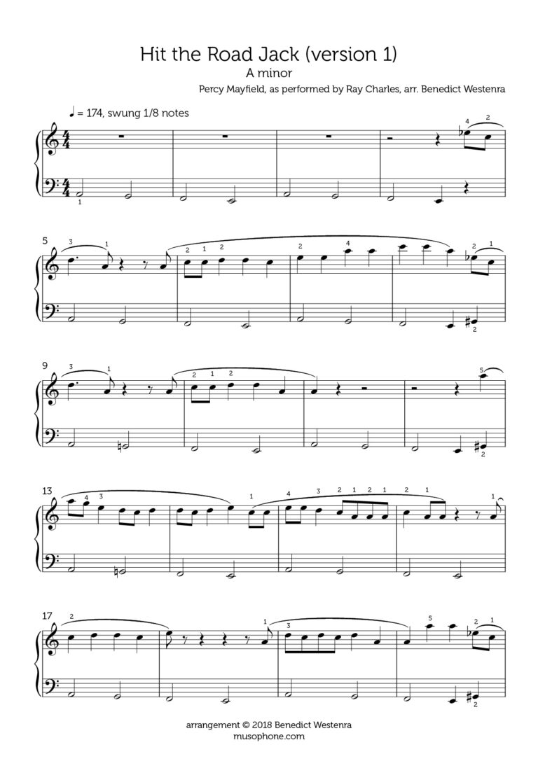 Ray Charles Hit The Road Jack Beginner Piano Arrangement