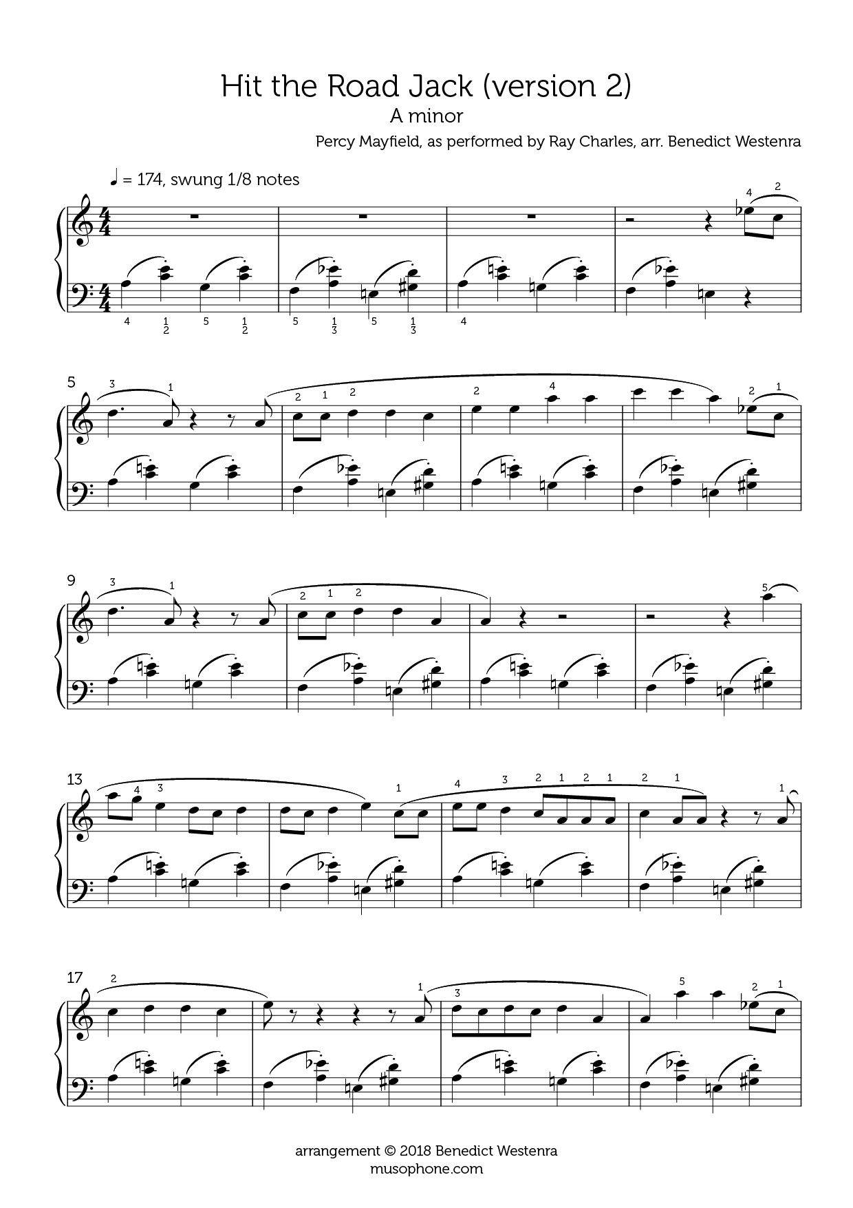 Ray Charles Hit The Road Jack Intermediate Piano Arrangement Ray Charles Hit The Road Jack Intermediate Piano Arrangement
