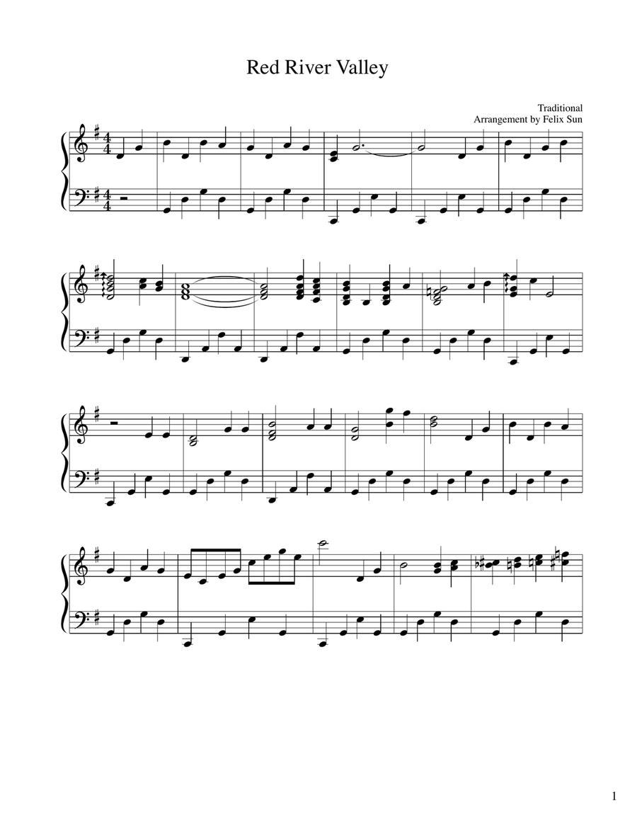 red river valley piano sheet music