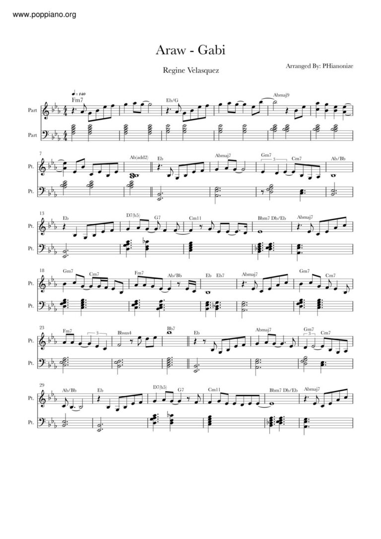  Regine Velasquez Araw Gabi Sheet Music Pdf Free Score Download 