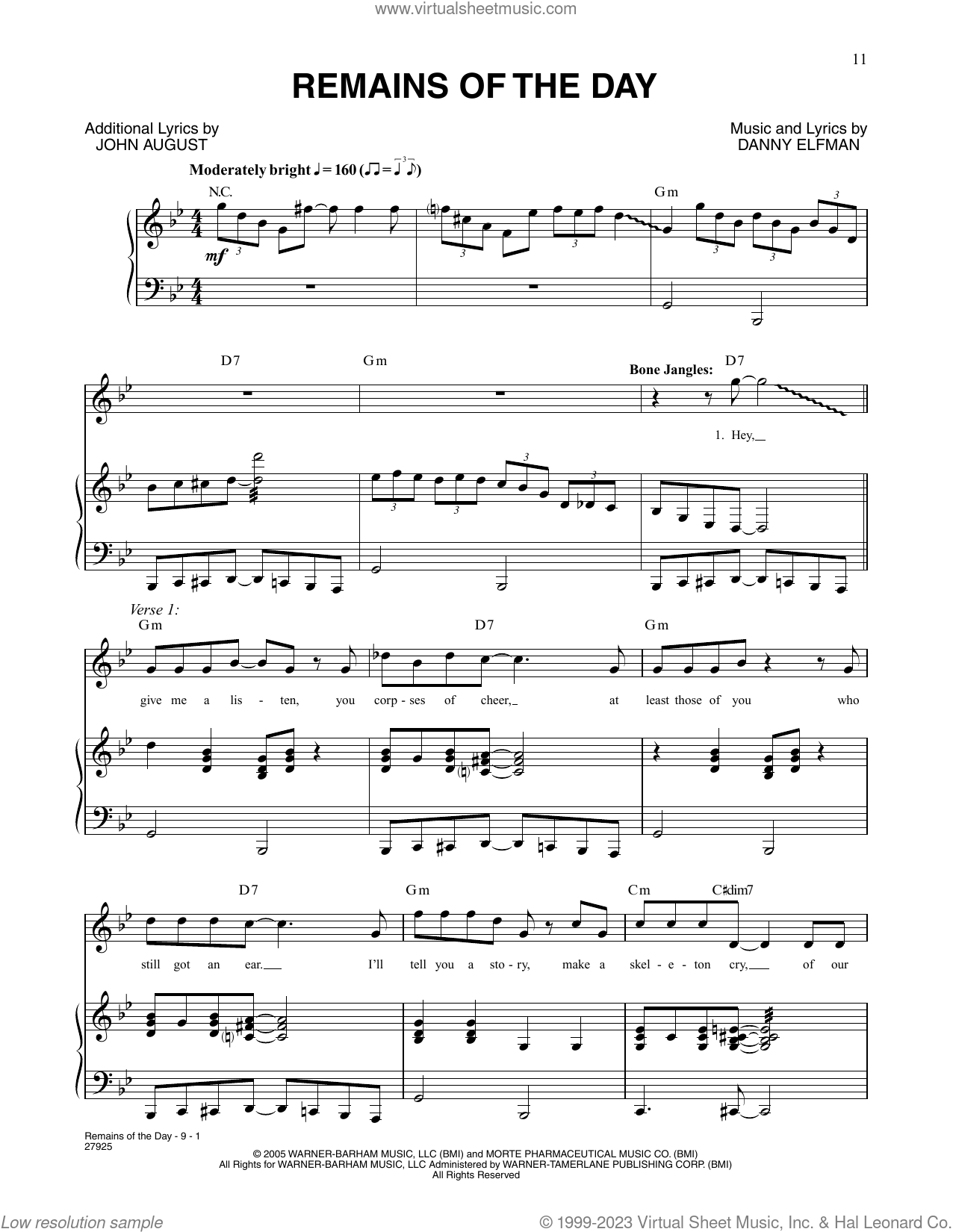 corpse bride piano sheet music