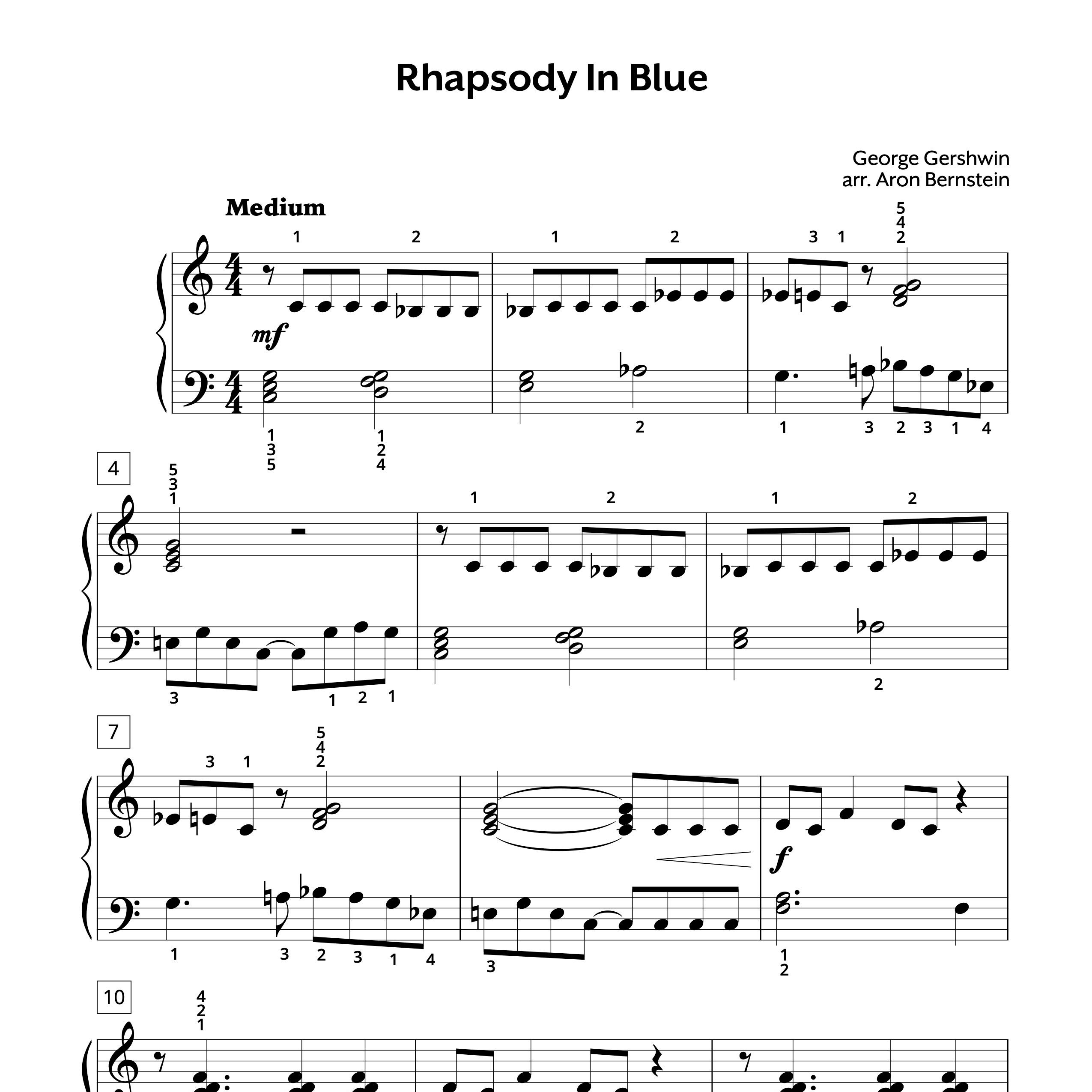 Rhapsody In Blue Sheet Music For Piano By Gershwin Rhapsody In Blue Sheet Music For Piano By Gershwin