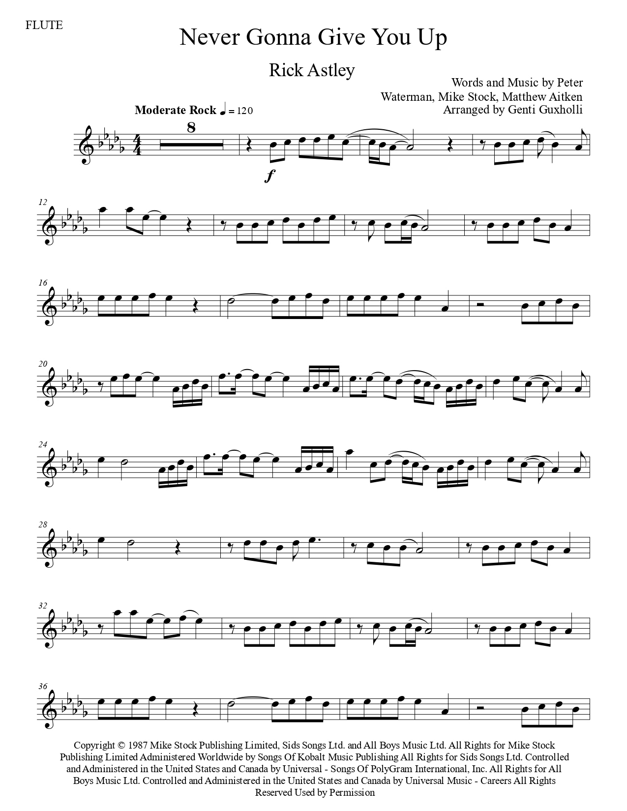 Rick Astley Never Gonna Give You Up Flute Solo Littlesheetmusic Rick Astley Never Gonna Give You Up Flute Solo Littlesheetmusic