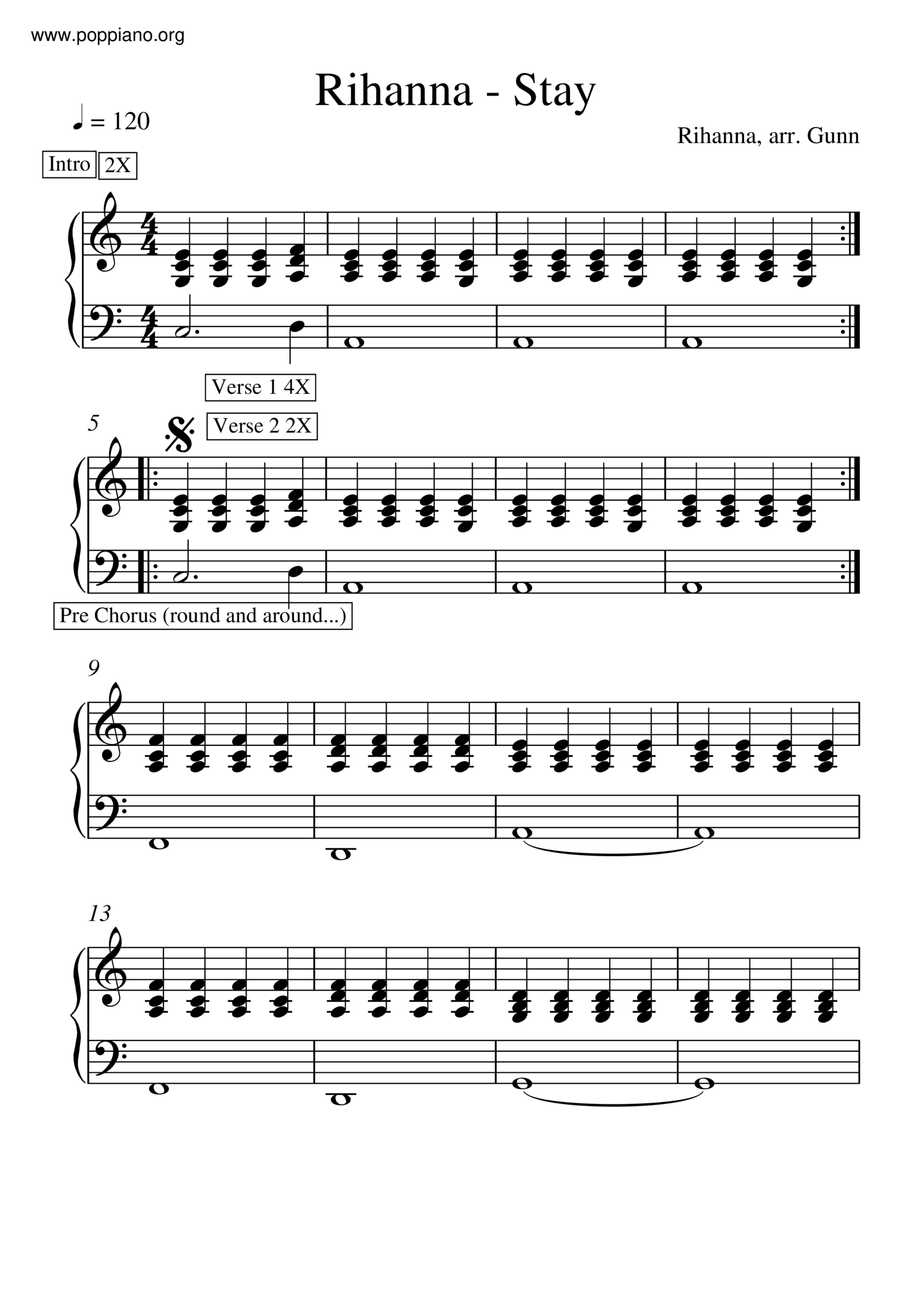 Rihanna Stay Sheet Music Pdf Free Score Download Rihanna Stay Sheet Music Pdf Free Score Download