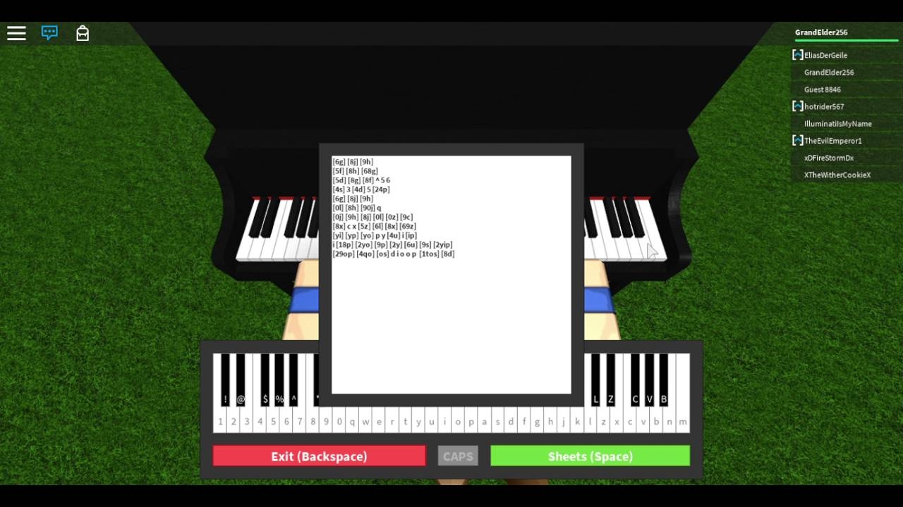 piano music sheet roblox
