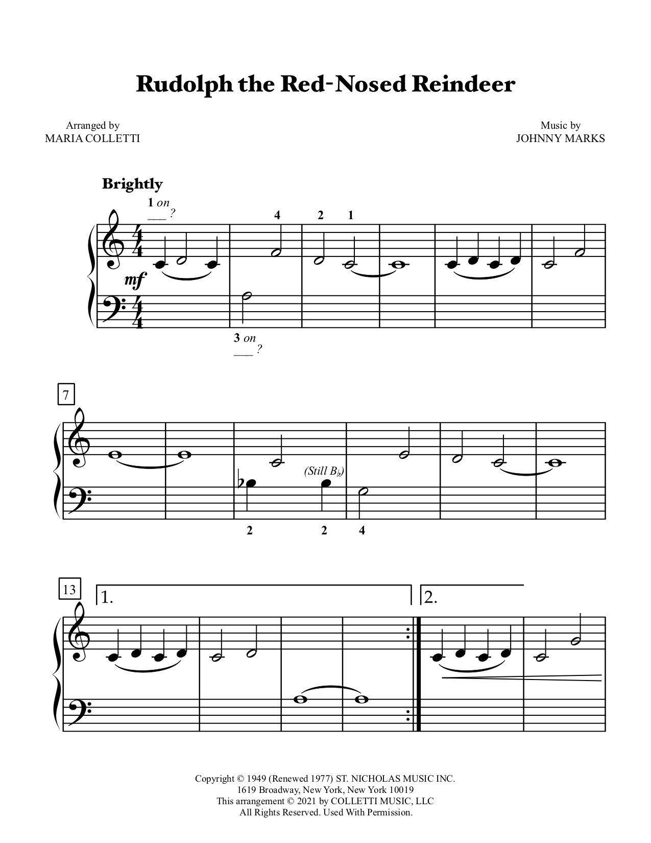 Rudolph The Red Nosed Reindeer Bright Sounds Piano