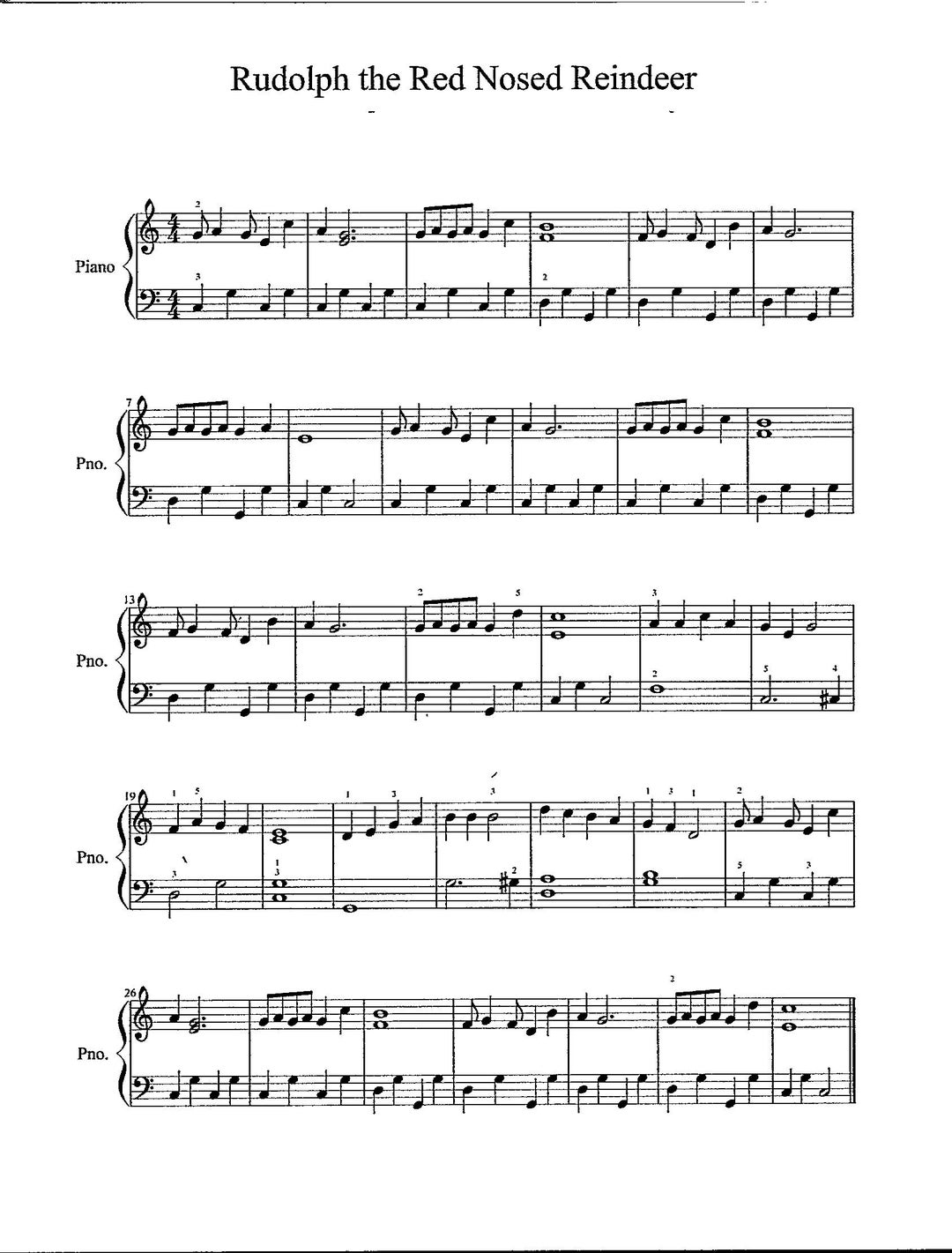 Rudolph The Red Nosed Reindeer Digital Easy Piano Solo Key Of C Etsy Rudolph The Red Nosed Reindeer Digital Easy Piano Solo Key Of C Etsy