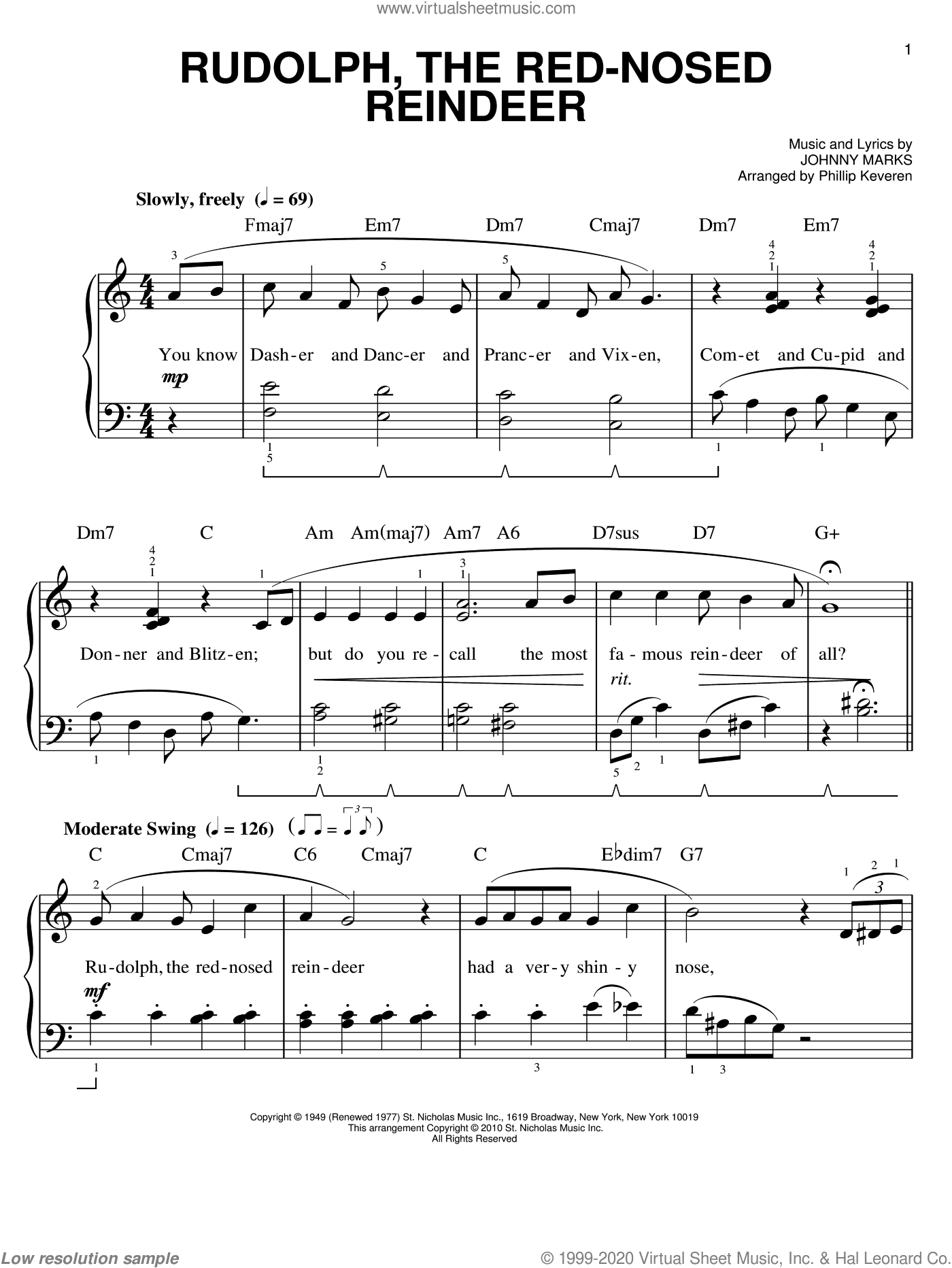 Rudolph The Red Nosed Reindeer Jazz Version arr Phillip Keveren easy Sheet Music For Piano Solo Rudolph The Red Nosed Reindeer Jazz Version arr Phillip Keveren easy Sheet Music For Piano Solo