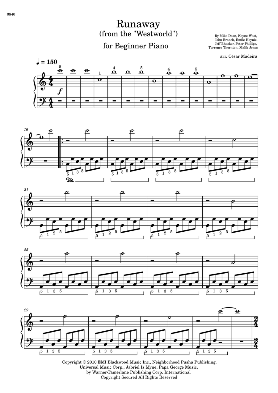 Runaway By Kanye West Easy Piano Digital Sheet Music Sheet Music Plus Runaway By Kanye West Easy Piano Digital Sheet Music Sheet Music Plus