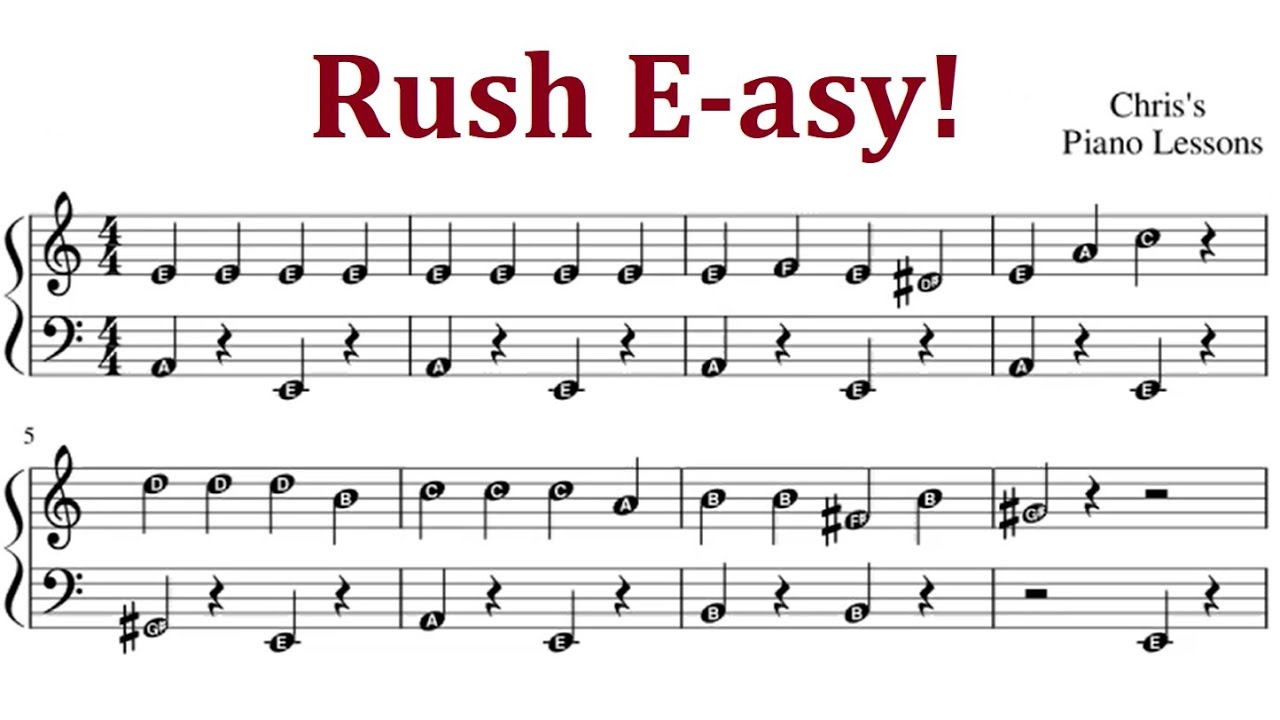 Rush E Easy Piano Sheet Music With Note Letters Slow Very Simplified Version YouTube Rush E Easy Piano Sheet Music With Note Letters Slow Very Simplified Version YouTube