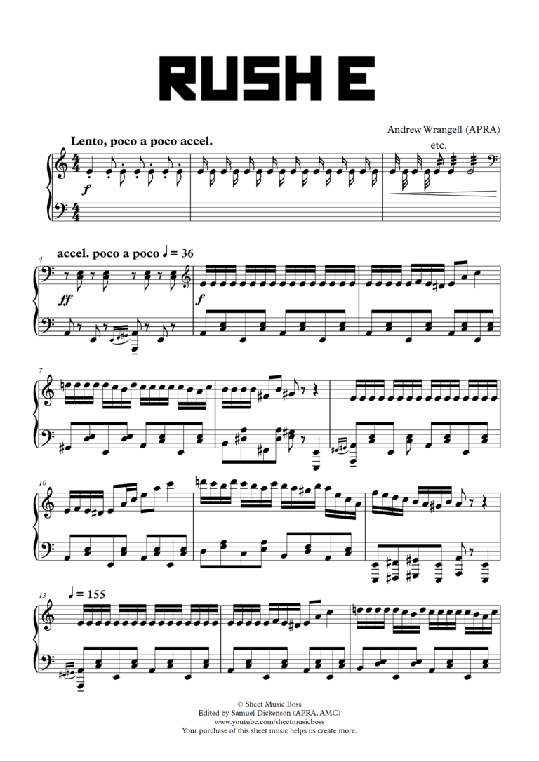 Rush E OFFICIAL Sheet Music From Sheet Music Boss Sheet Music Boss