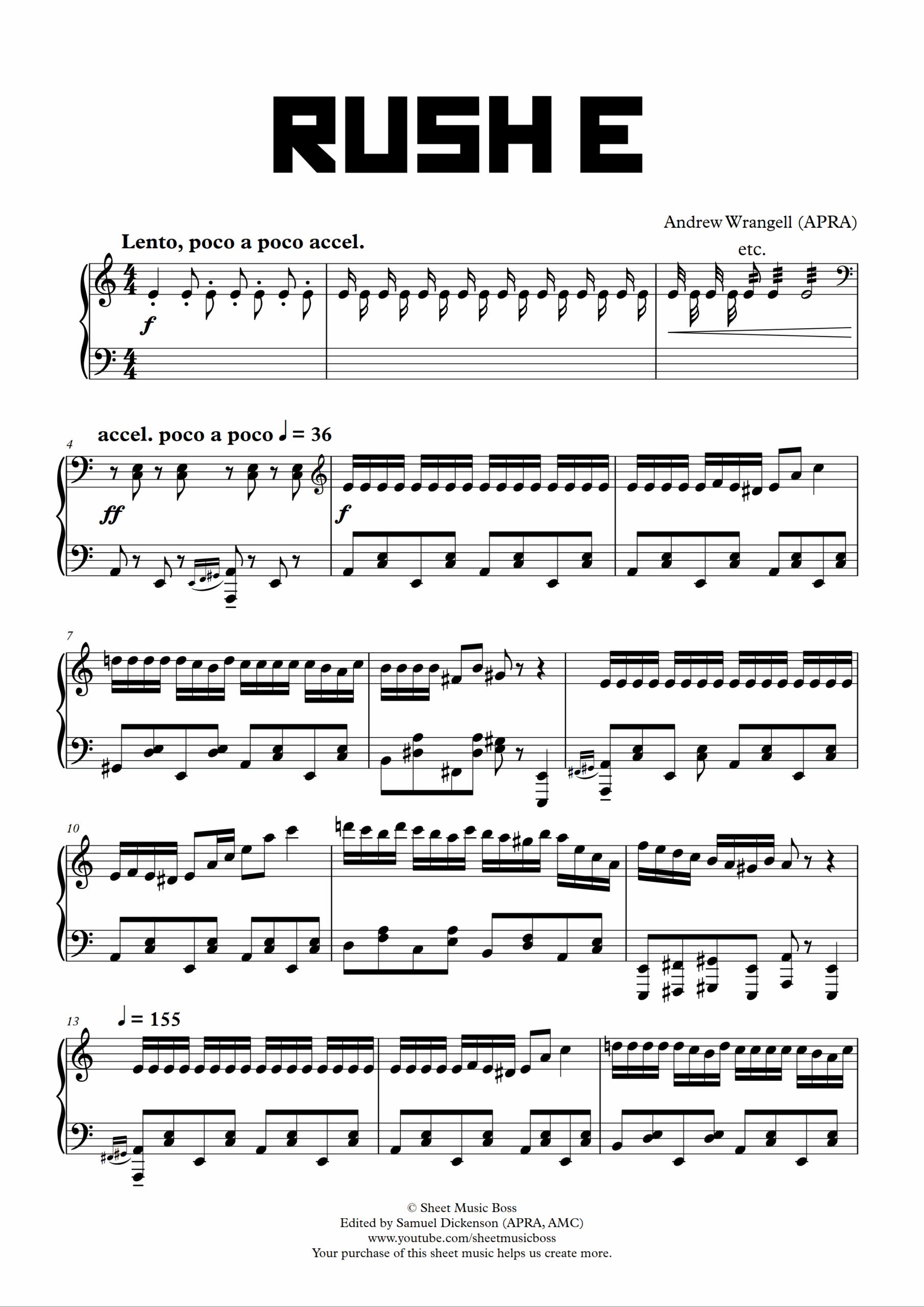 Rush E OFFICIAL Sheet Music From Sheet Music Boss Sheet Music Boss Rush E OFFICIAL Sheet Music From Sheet Music Boss Sheet Music Boss