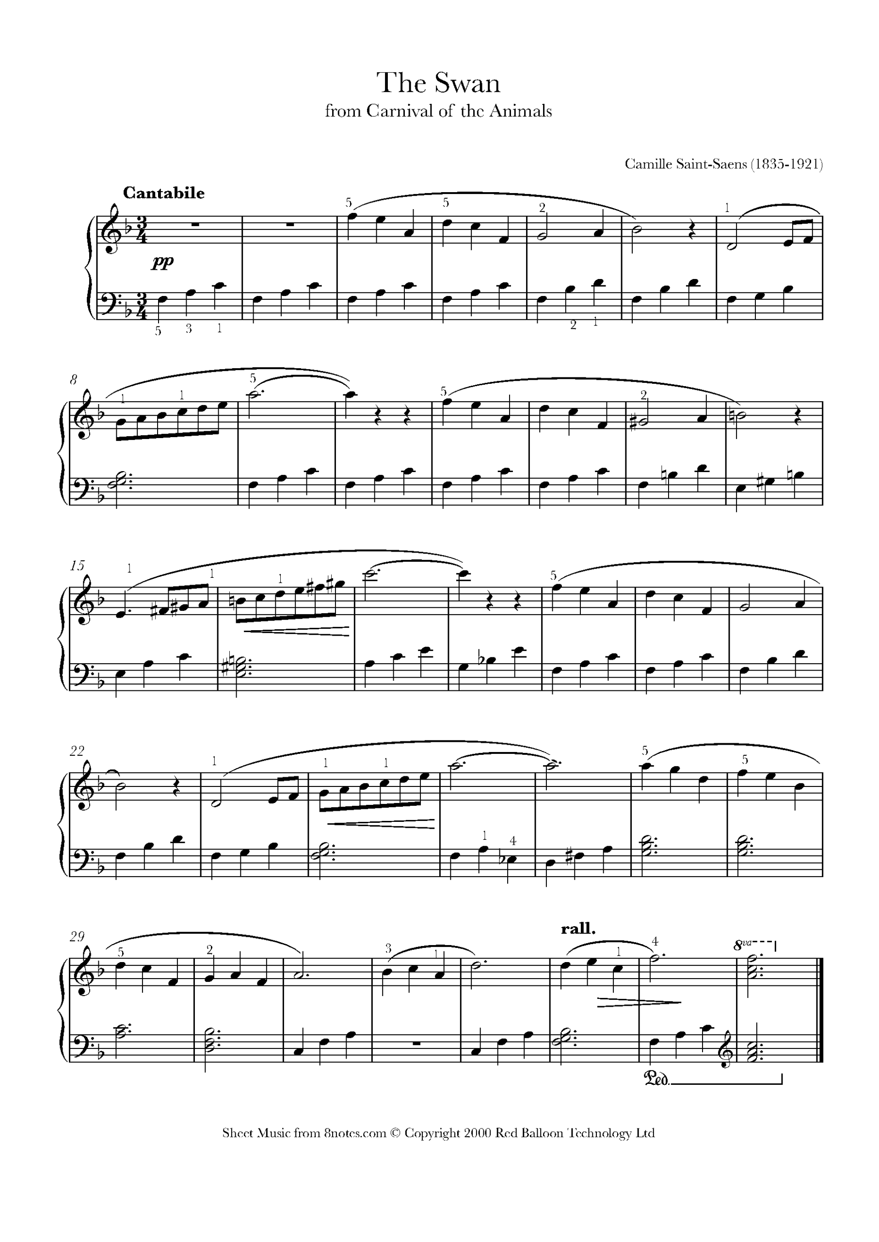 the swan piano sheet music
