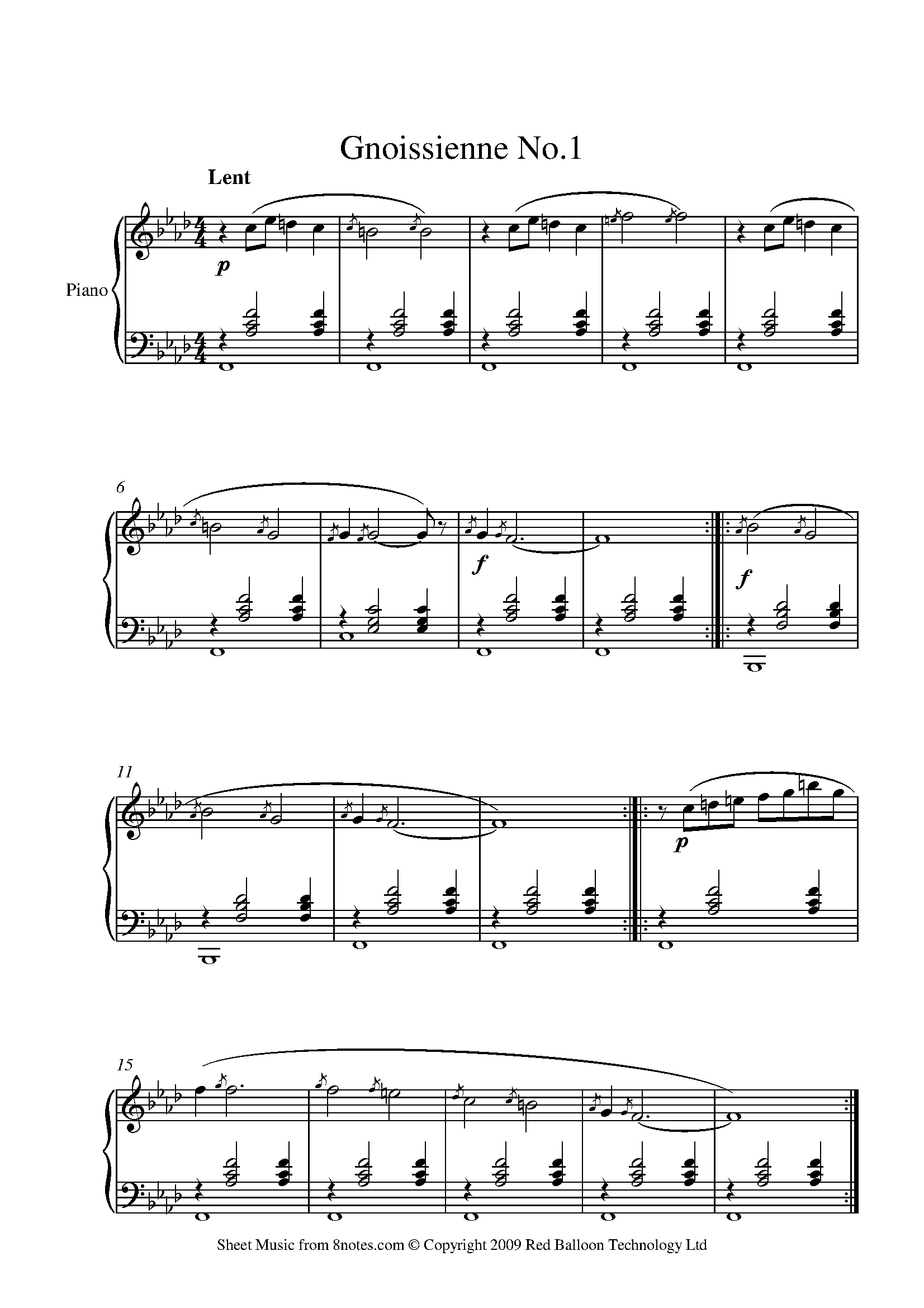 Satie Erik Gnossienne No 1 For Piano Free Sheet Music For Piano 8notes Satie Erik Gnossienne No 1 For Piano Free Sheet Music For Piano 8notes