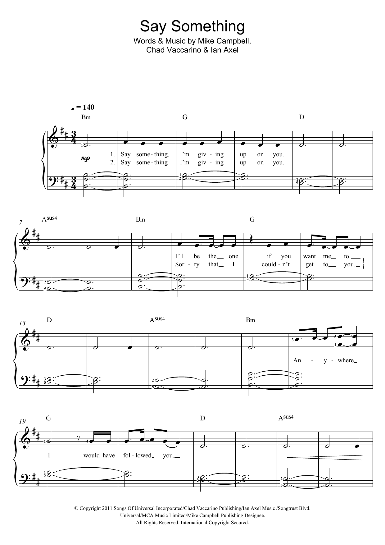 say something piano sheet music say something piano sheet music
