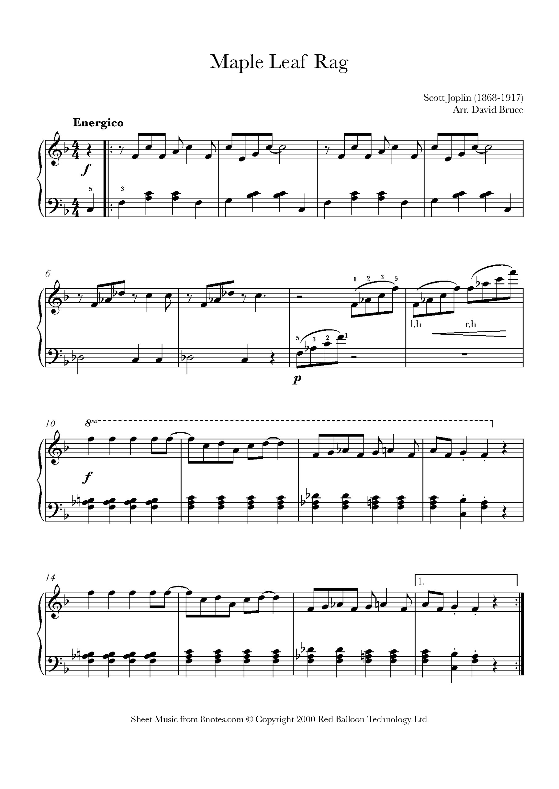 Scott Joplin Maple Leaf Rag For Piano Free Sheet Music For Piano 8notes