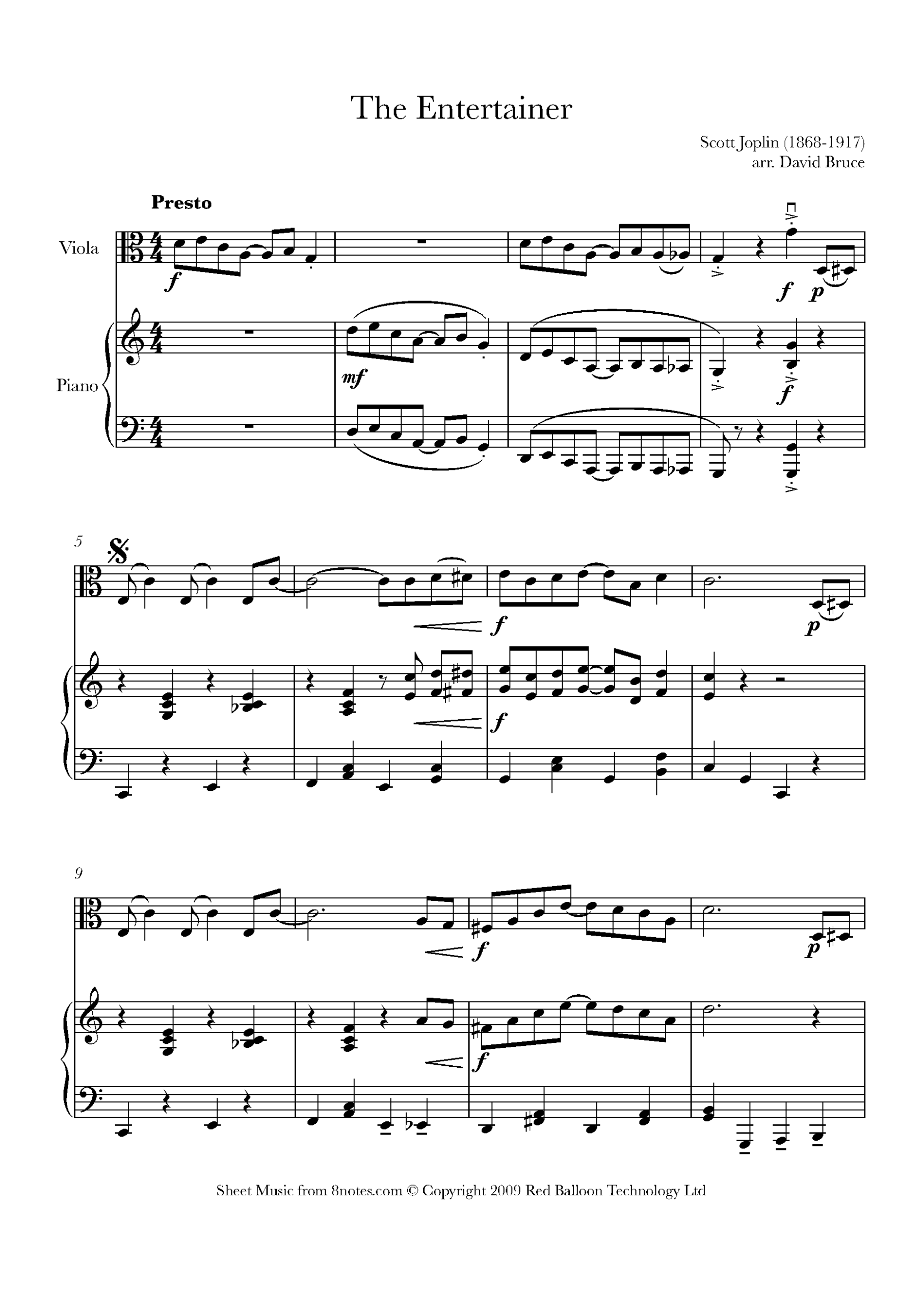 Scott Joplin The Entertainer For Viola Free Sheet Music For Viola 8notes Scott Joplin The Entertainer For Viola Free Sheet Music For Viola 8notes