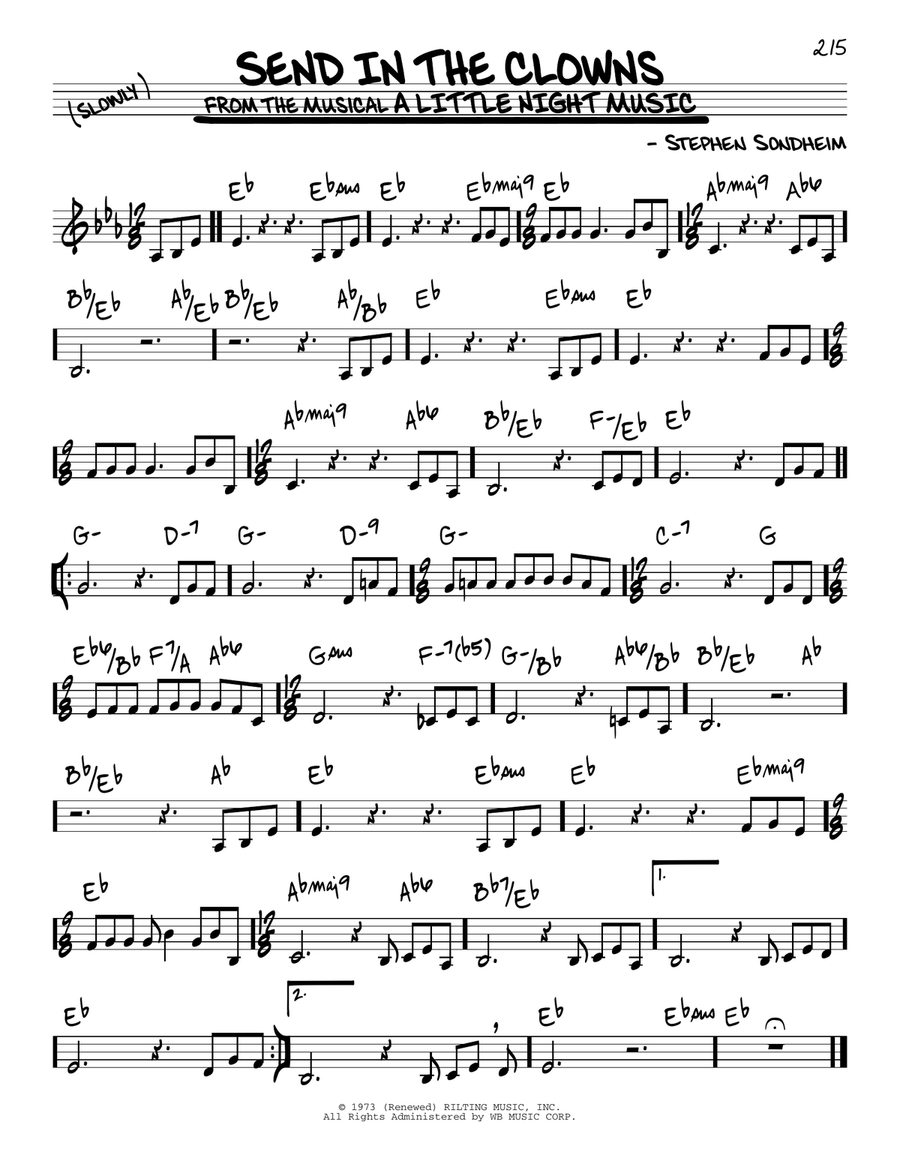 Send In The Clowns By Stephen Sondheim Piano C Instrument Digital Sheet Music Sheet Music Plus