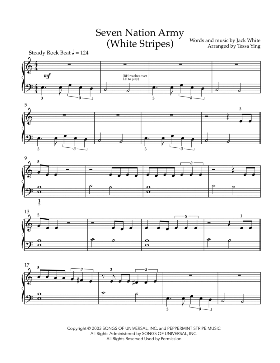 Seven Nation Army Easy Piano Digital Sheet Music Sheet Music Plus Seven Nation Army Easy Piano Digital Sheet Music Sheet Music Plus