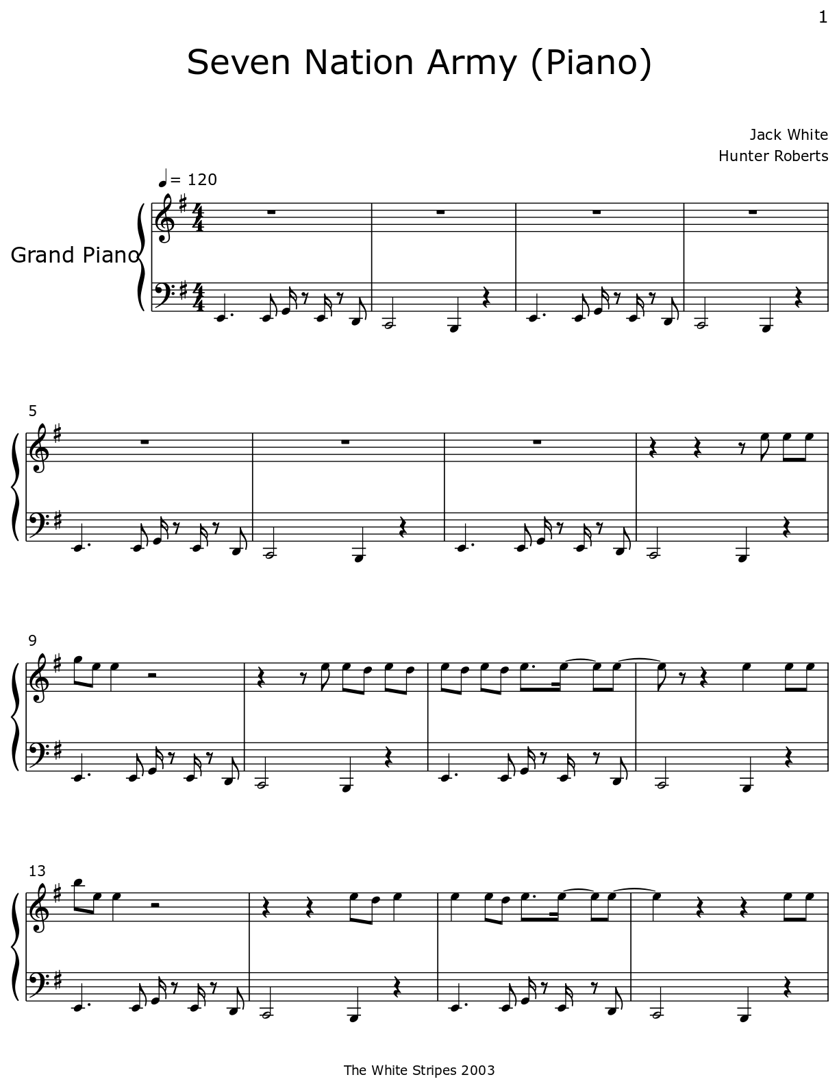 Seven Nation Army Piano Flat Seven Nation Army Piano Flat