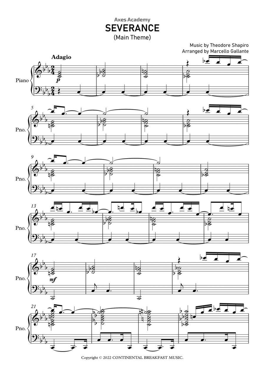 Severance Main Title Theme Piano Solo Digital Sheet Music Sheet Music Plus