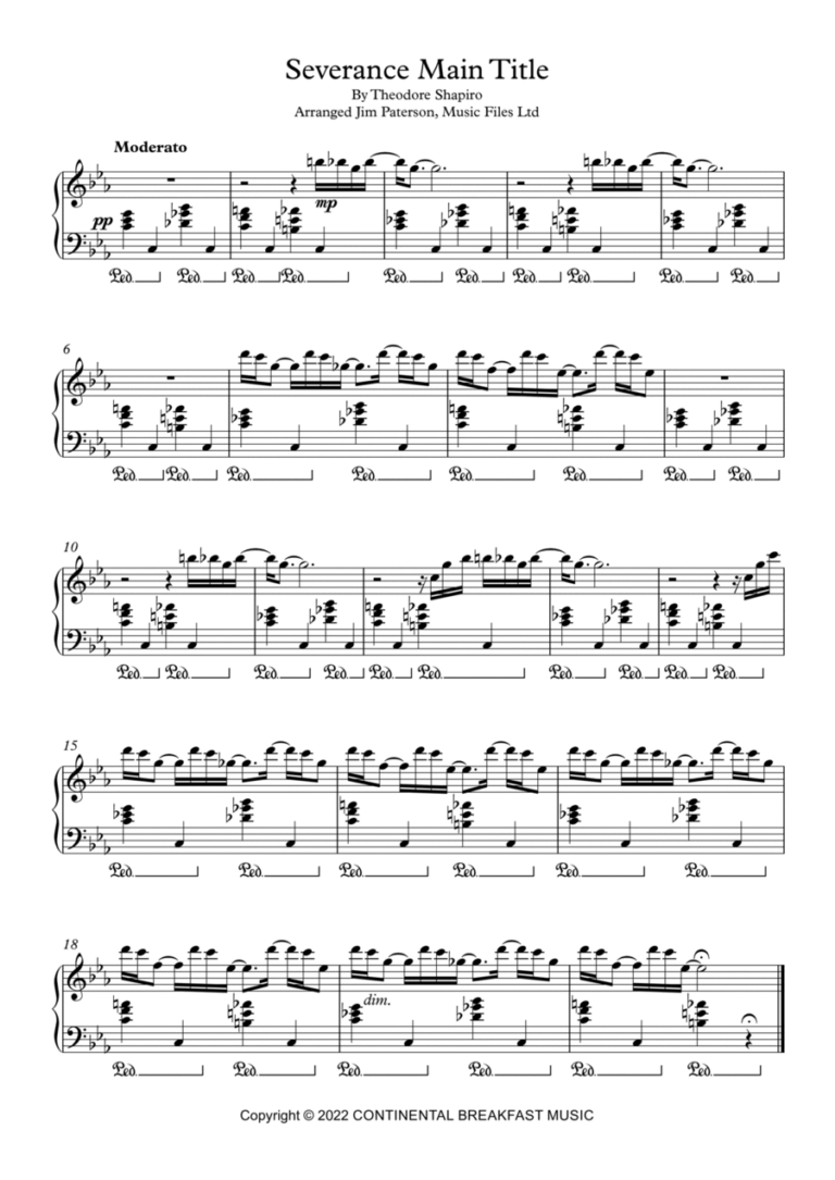 Severance Main Title Theme Piano Solo Digital Sheet Music Sheet Music Plus