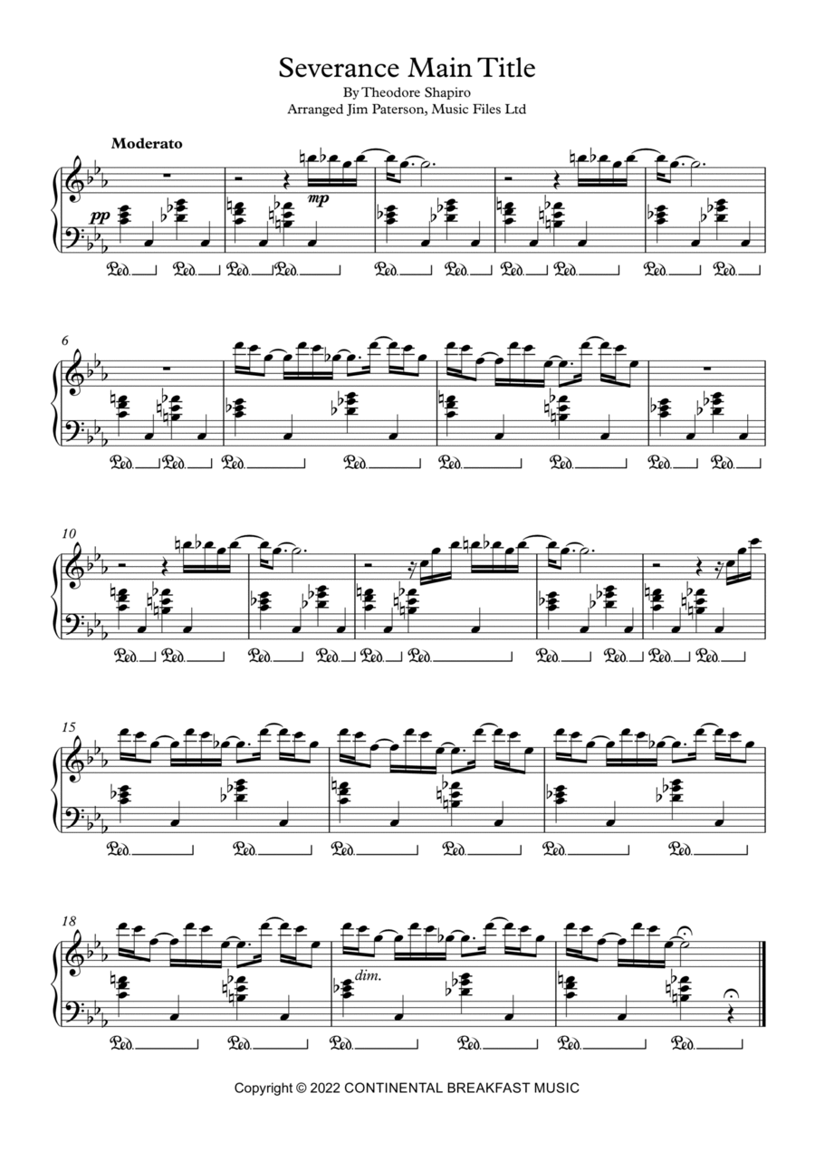 Severance Main Title Theme Piano Solo Digital Sheet Music Sheet Music Plus