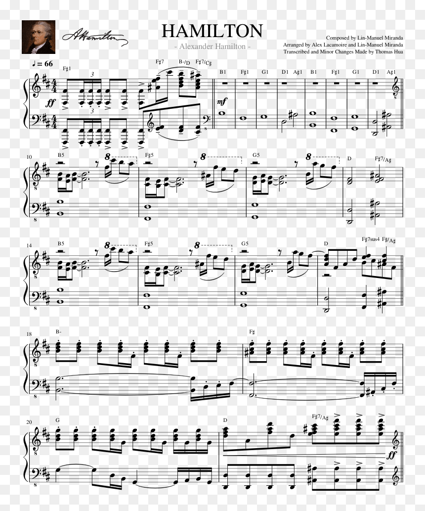 Sheet Music Png Download Alexander Hamilton Piano Sheet Music Transparent Png Vhv