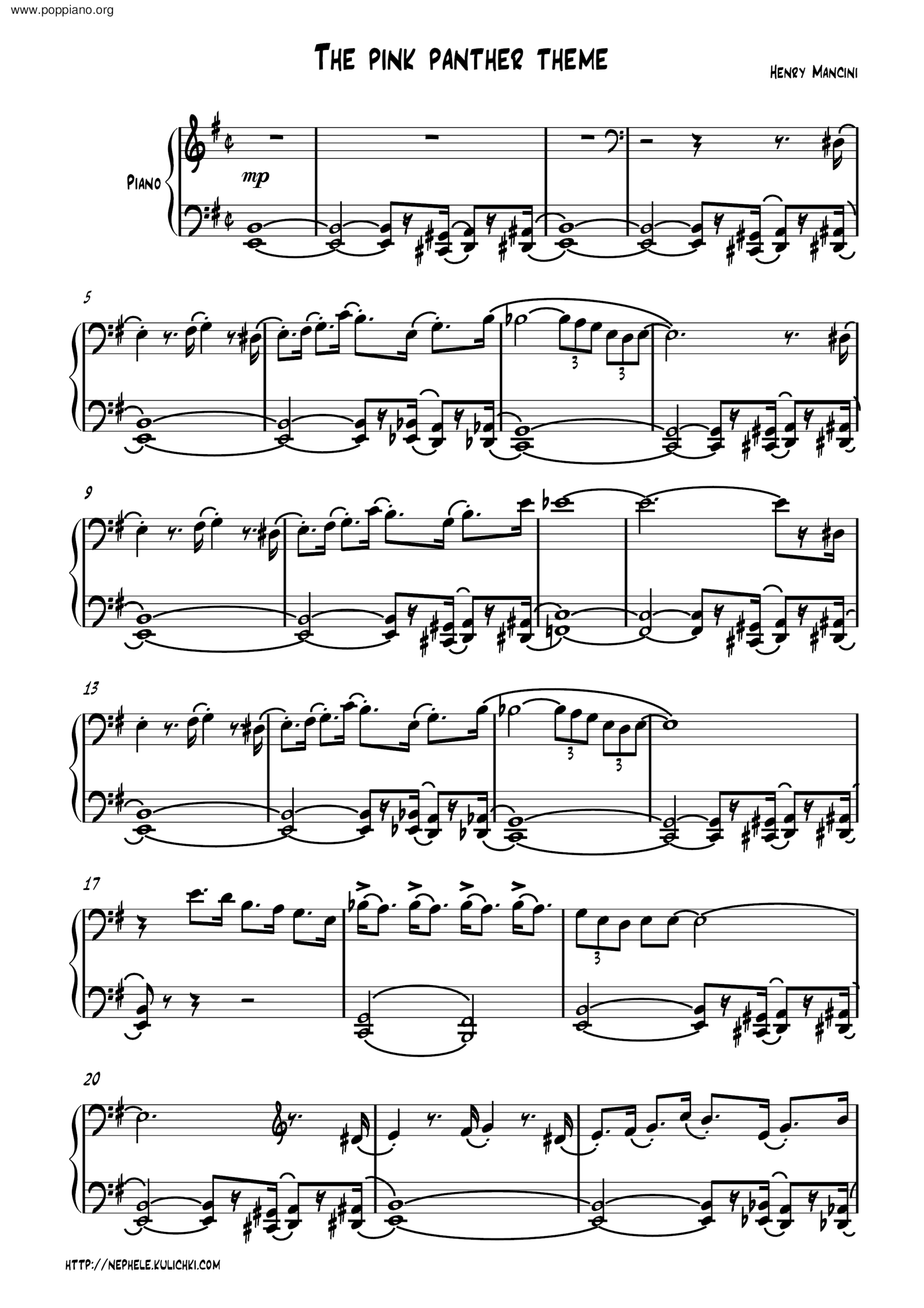 Show Lo The Pink Panther Theme Sheet Music Pdf Free Score Download Show Lo The Pink Panther Theme Sheet Music Pdf Free Score Download