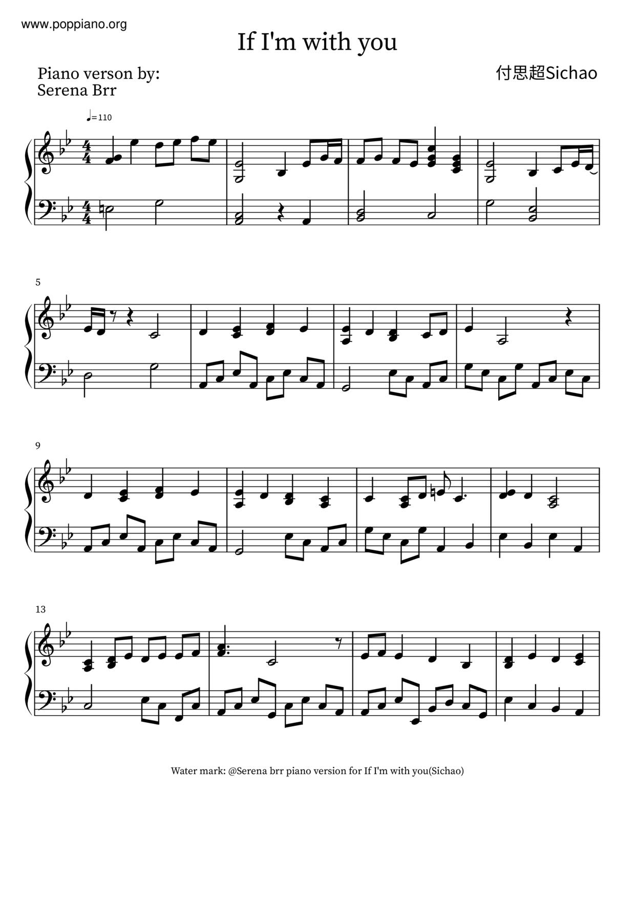 Sichao If I m With You Sheet Music Pdf Free Score Download Sichao If I m With You Sheet Music Pdf Free Score Download