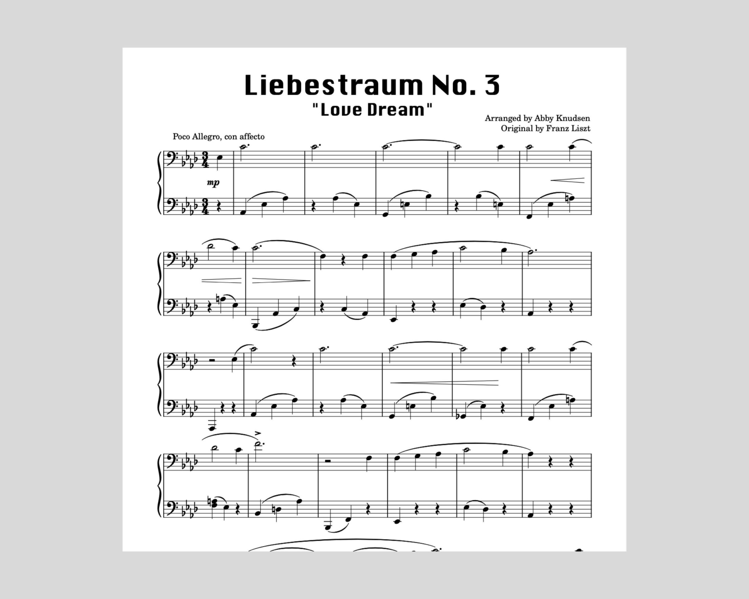 liebestraum no 3 piano sheet music
