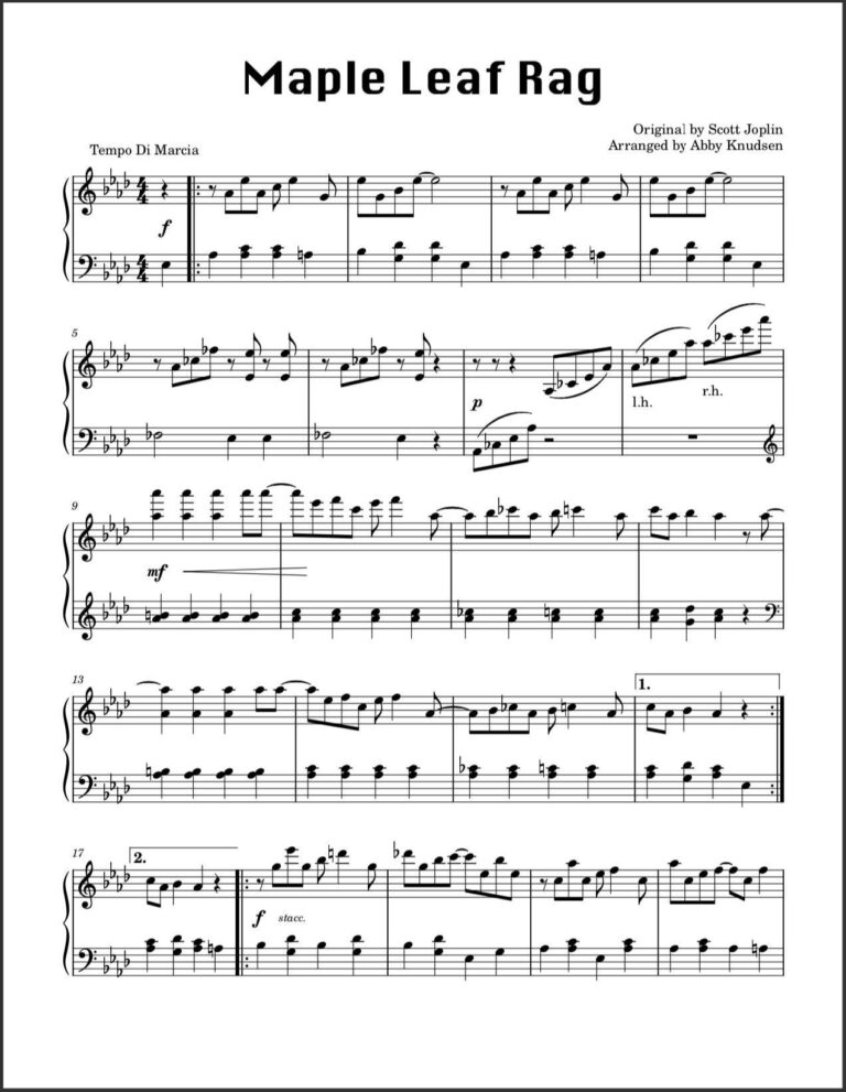 SIMPLIFIED Maple Leaf Rag Ragtime Piano Sheet Music Printable PDF Etsy Hong Kong